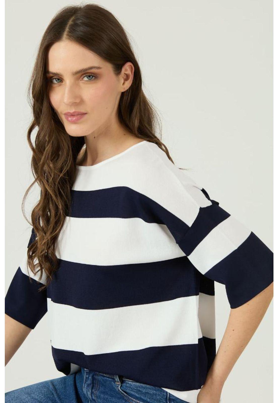 Sweater azul marino manga corta PRIVILEGE-0