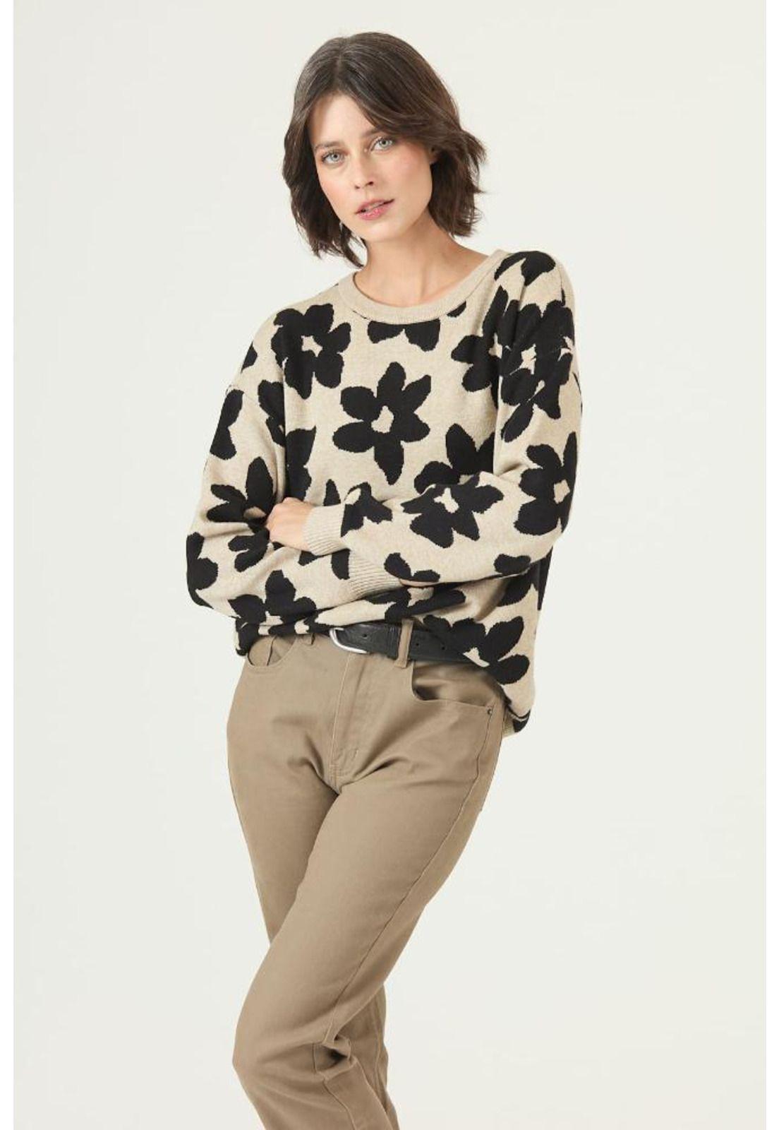 Sweater beige flores PRIVILEGE 2655-1