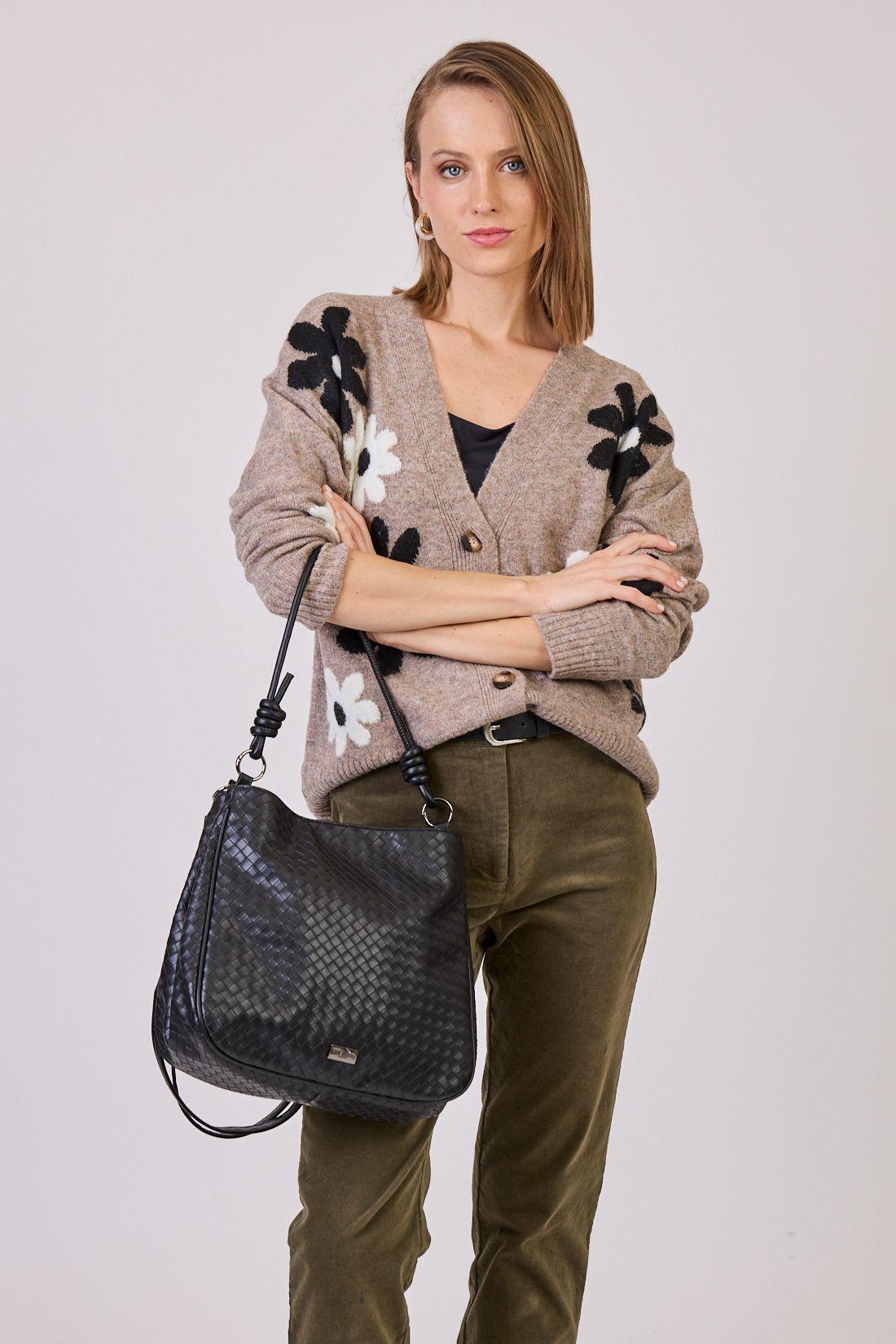 Sweater Con Lana Con Flores Café Cod 5414386-0