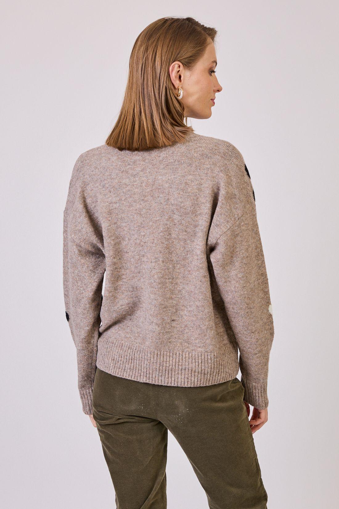 Sweater Con Lana Con Flores Café Cod 5414386-3