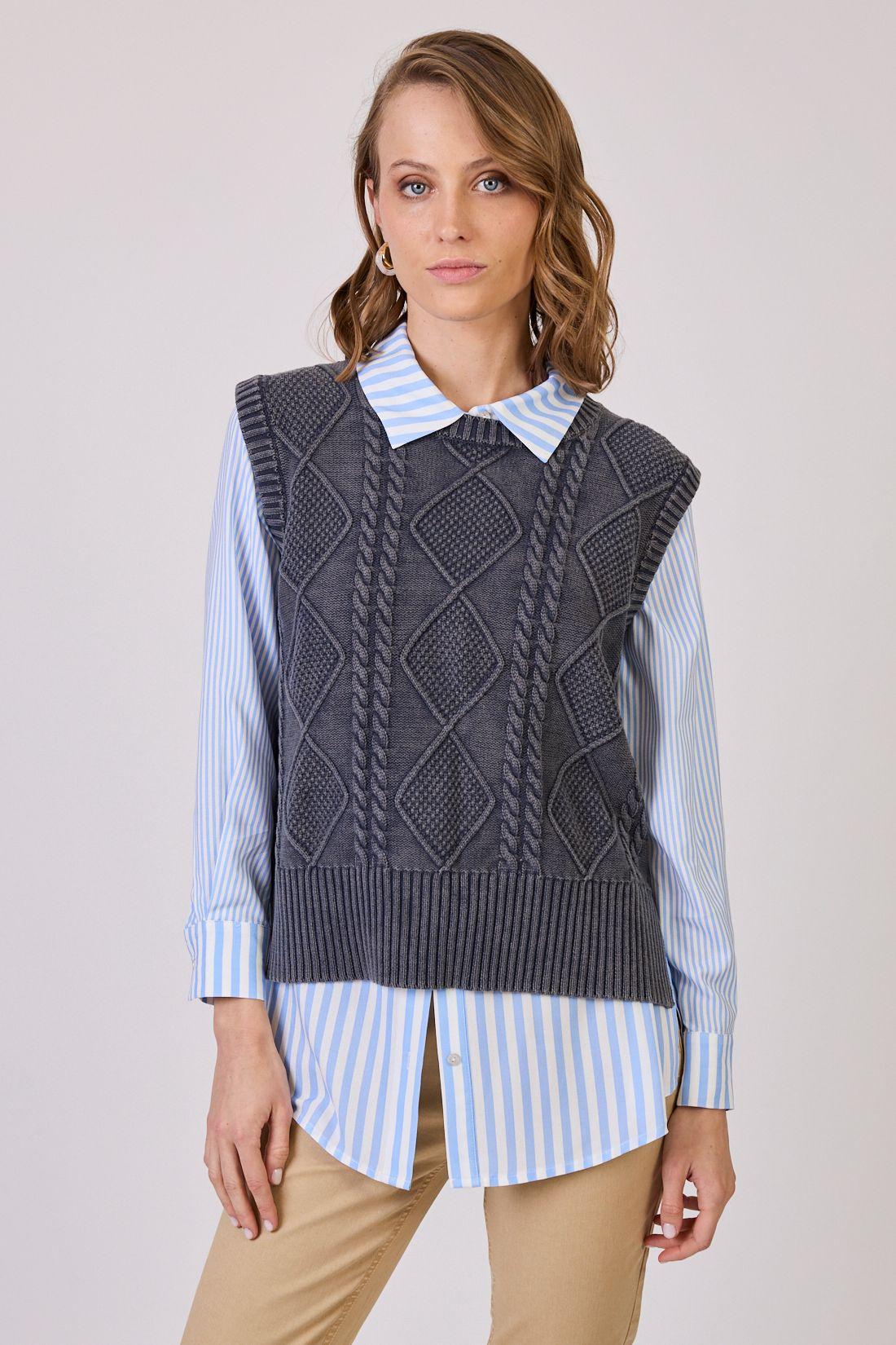 Sweater Con Trenzas Denim Cod 5414846-1