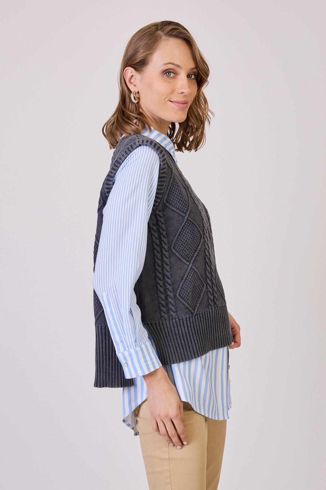 Sweater Con Trenzas Denim Cod 5414846-2