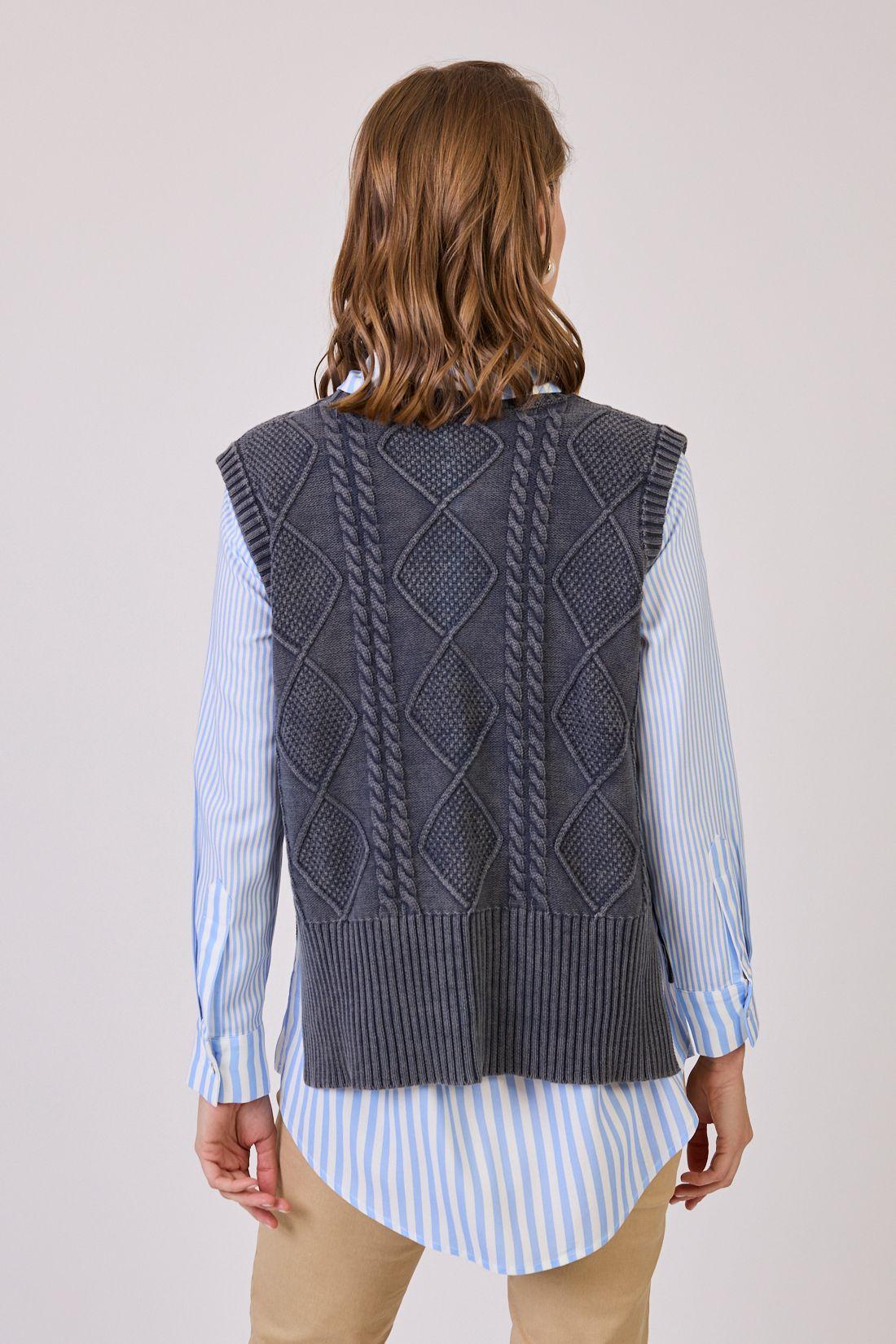 Sweater Con Trenzas Denim Cod 5414846-3