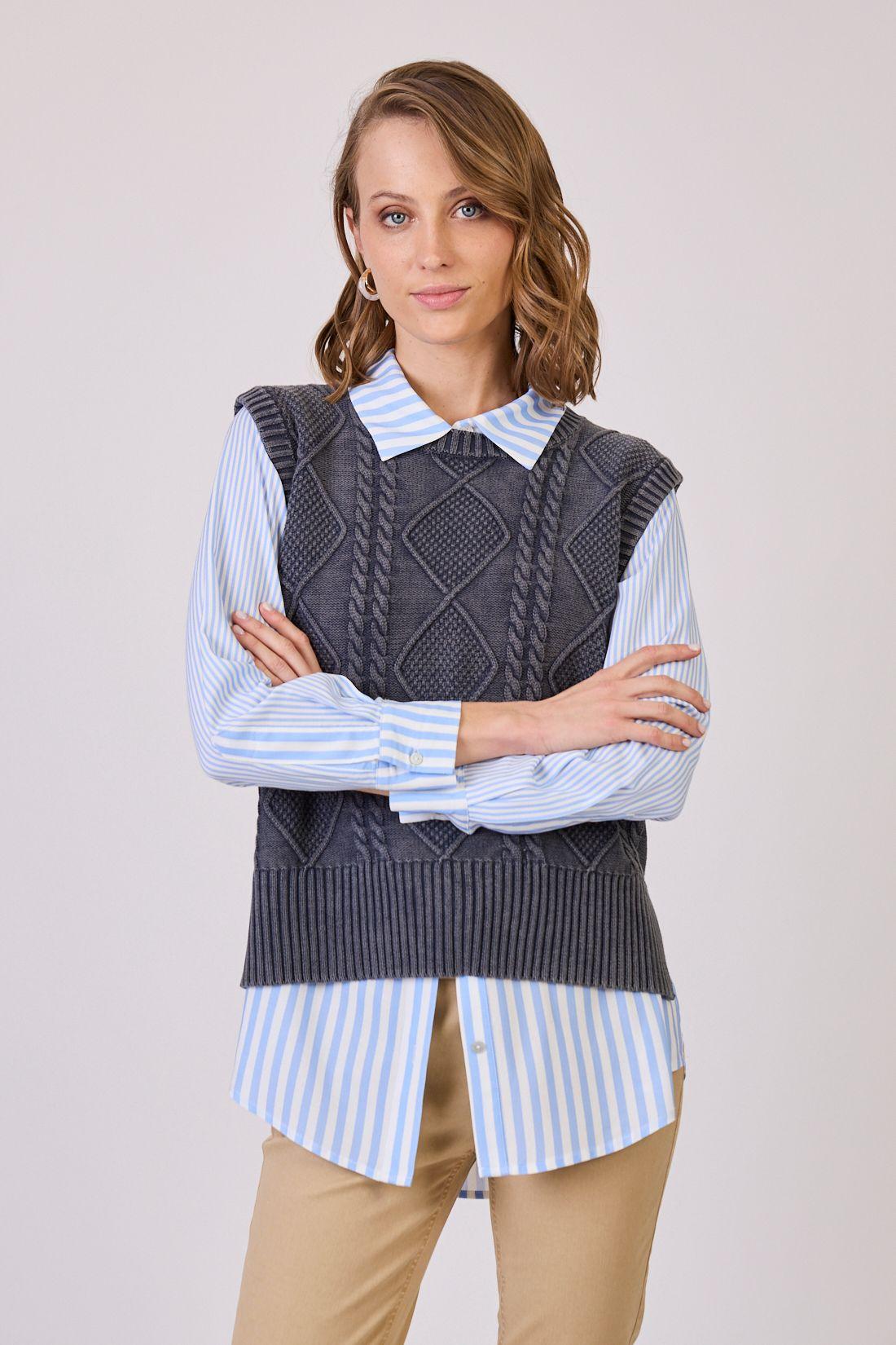 Sweater Con Trenzas Denim Cod 5414846-4