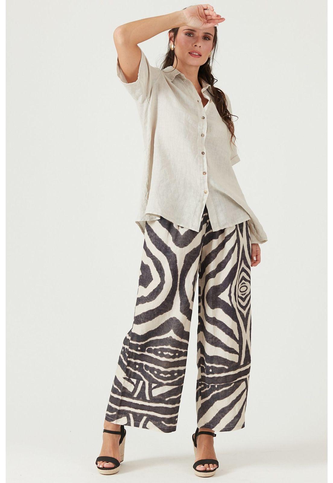 Blusa de lino beige-1