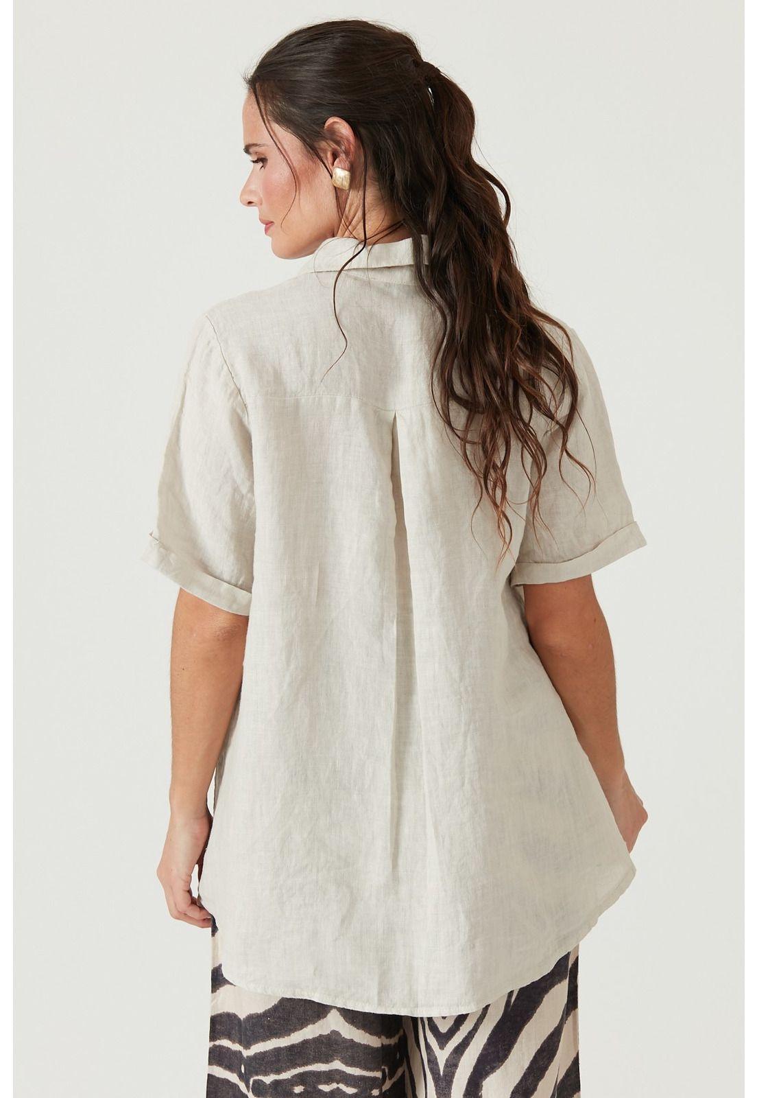 Blusa de lino beige-4