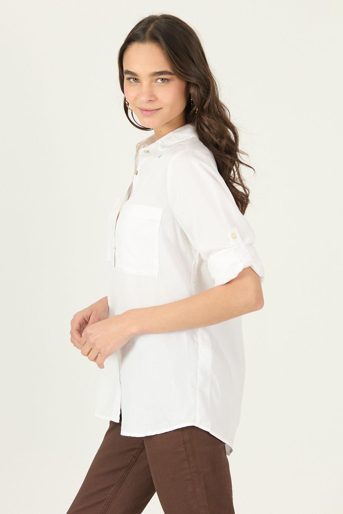Blusa De Lyocell Blanca Cod 4516315-2