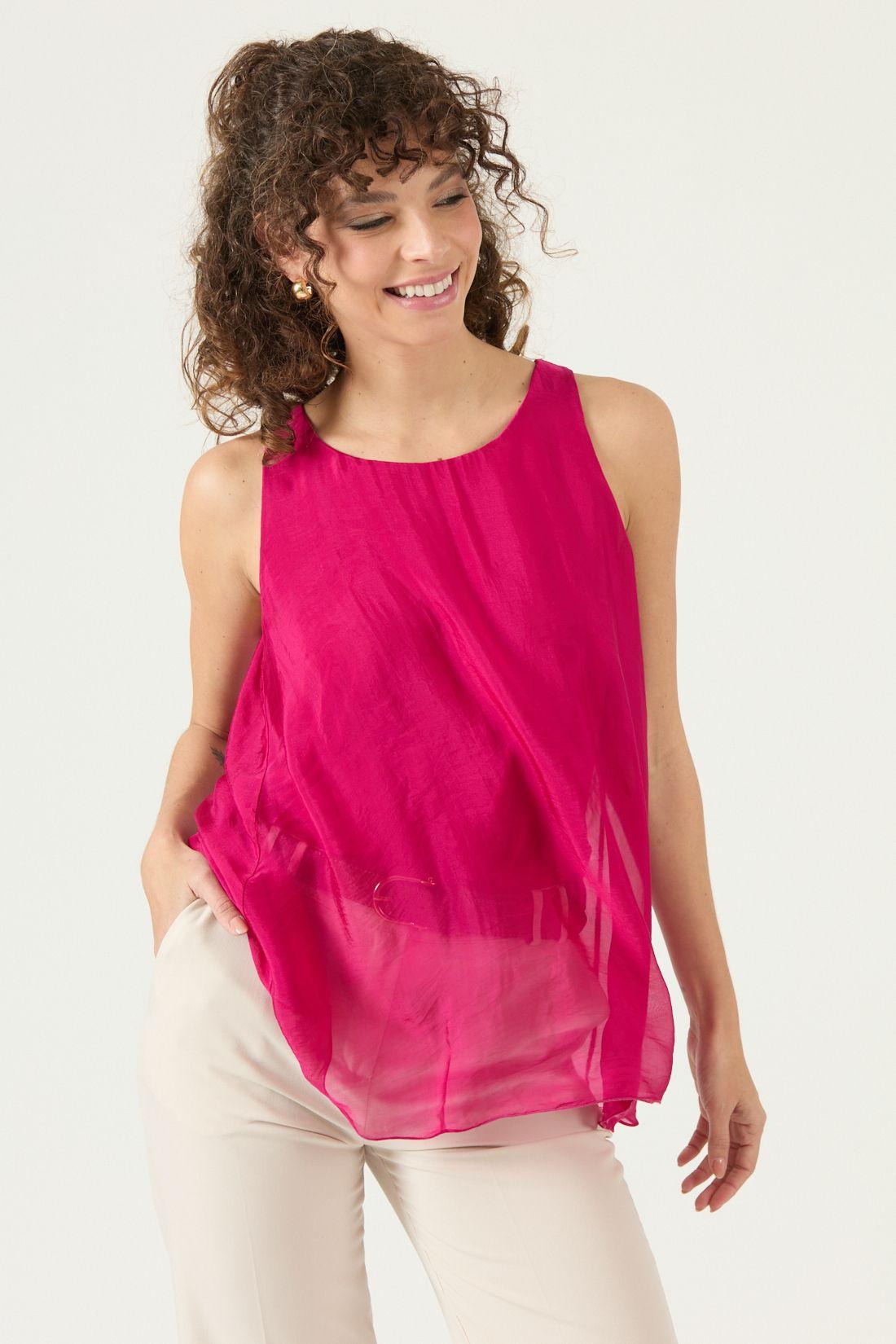 Blusa Con Seda Frambuesa Cod 4517475-0