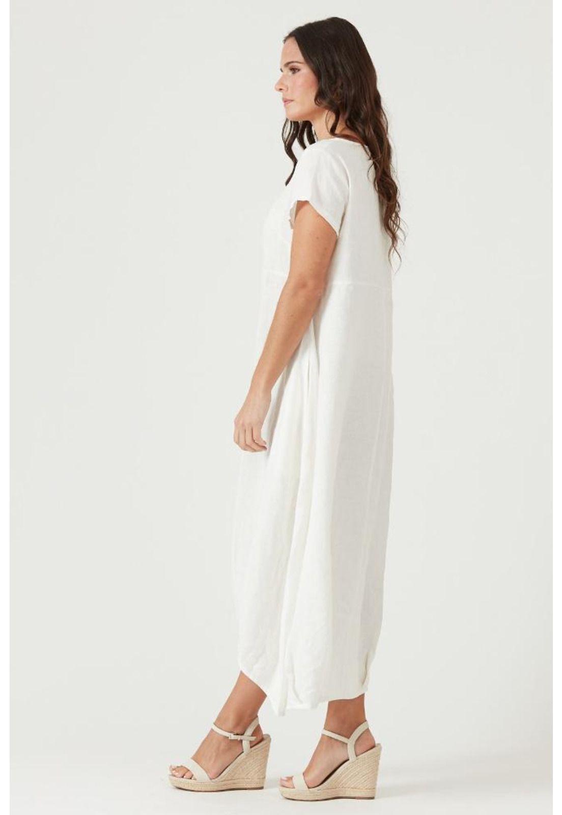Vestido de lino blanco-0