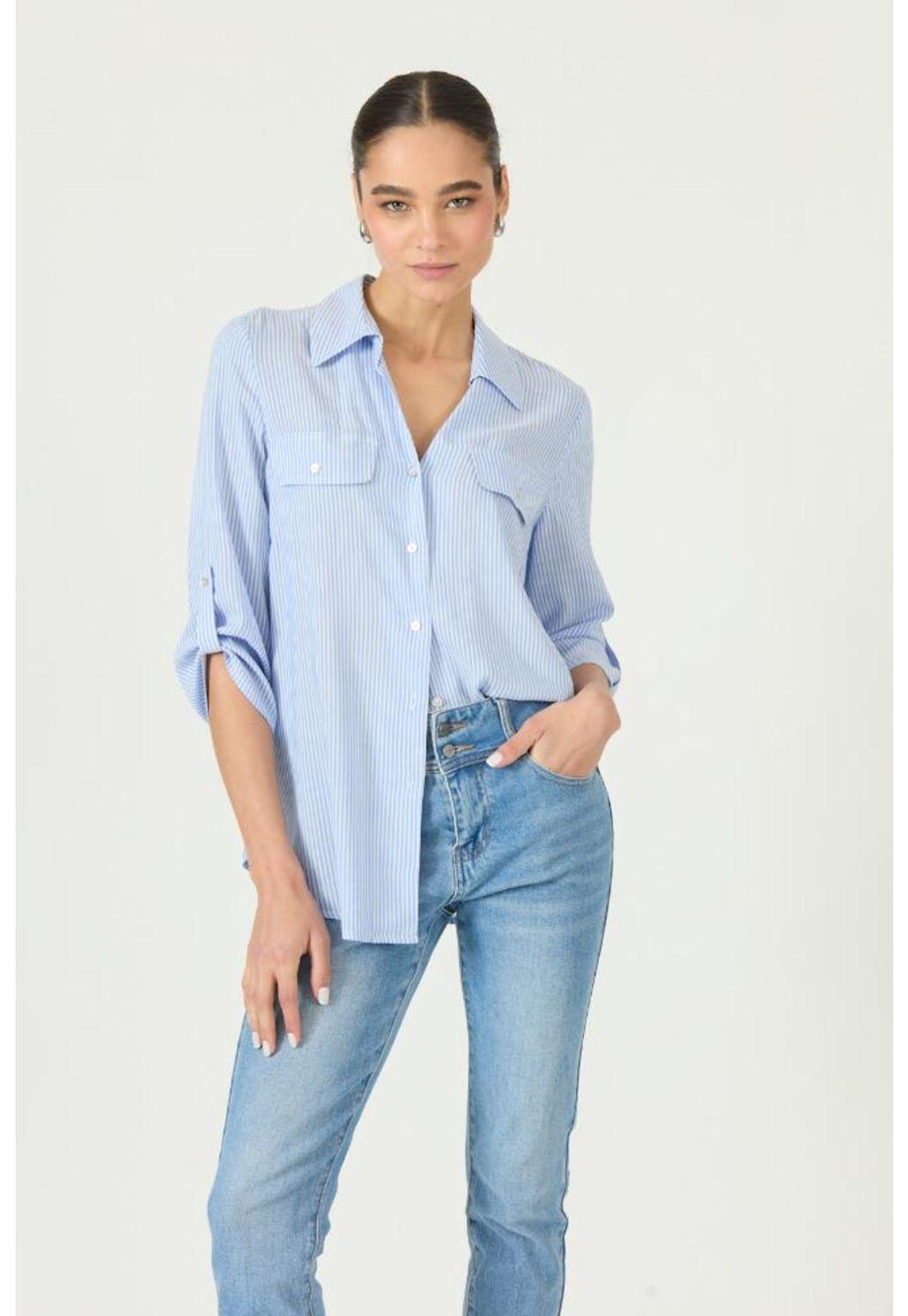 Blusa celeste rayas PRIVILEGE 2921-1