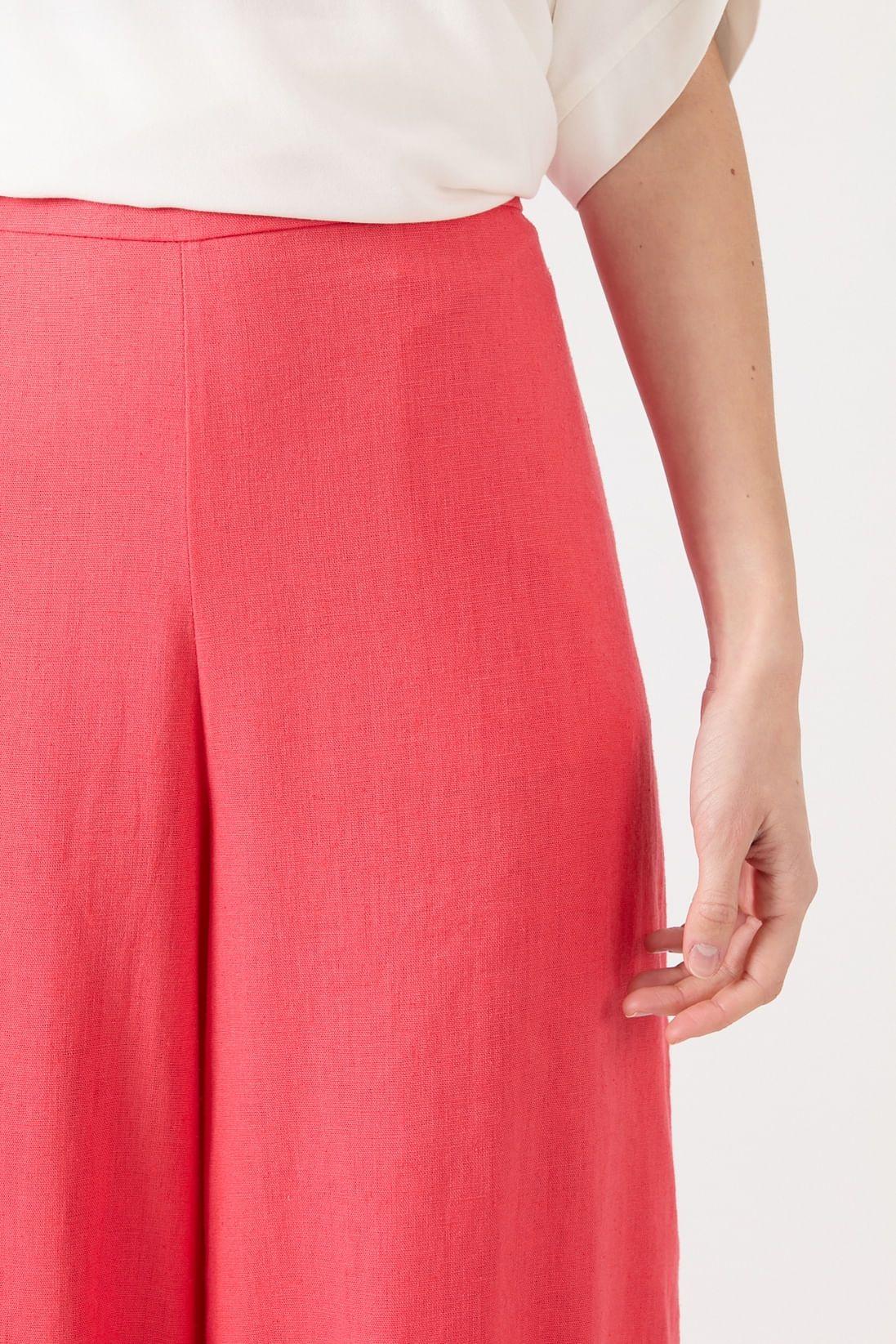 Pantalon con lino palazzo coral 1485-2