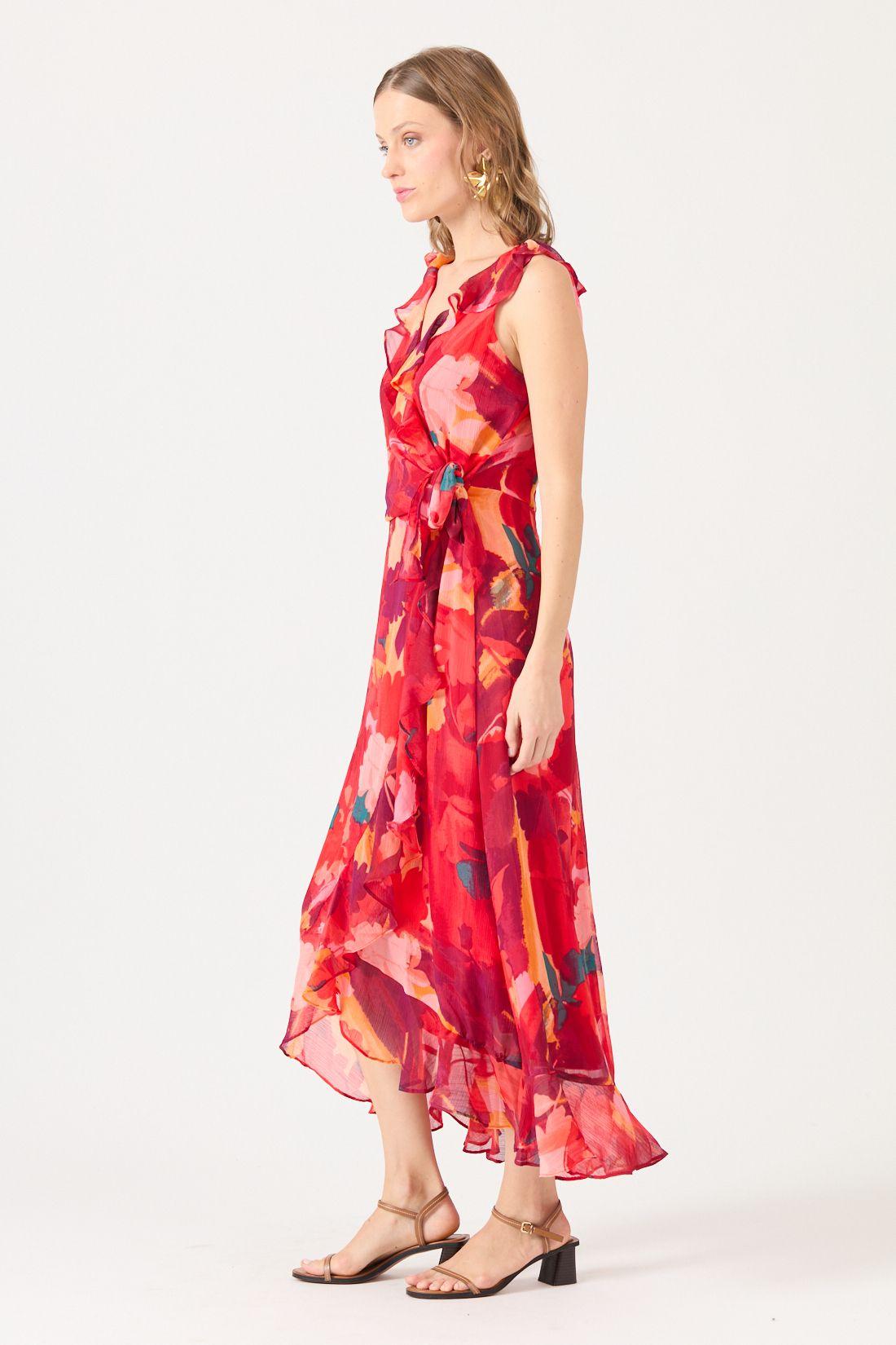 Vestido Estamplado Rojo Cod 0702296-2