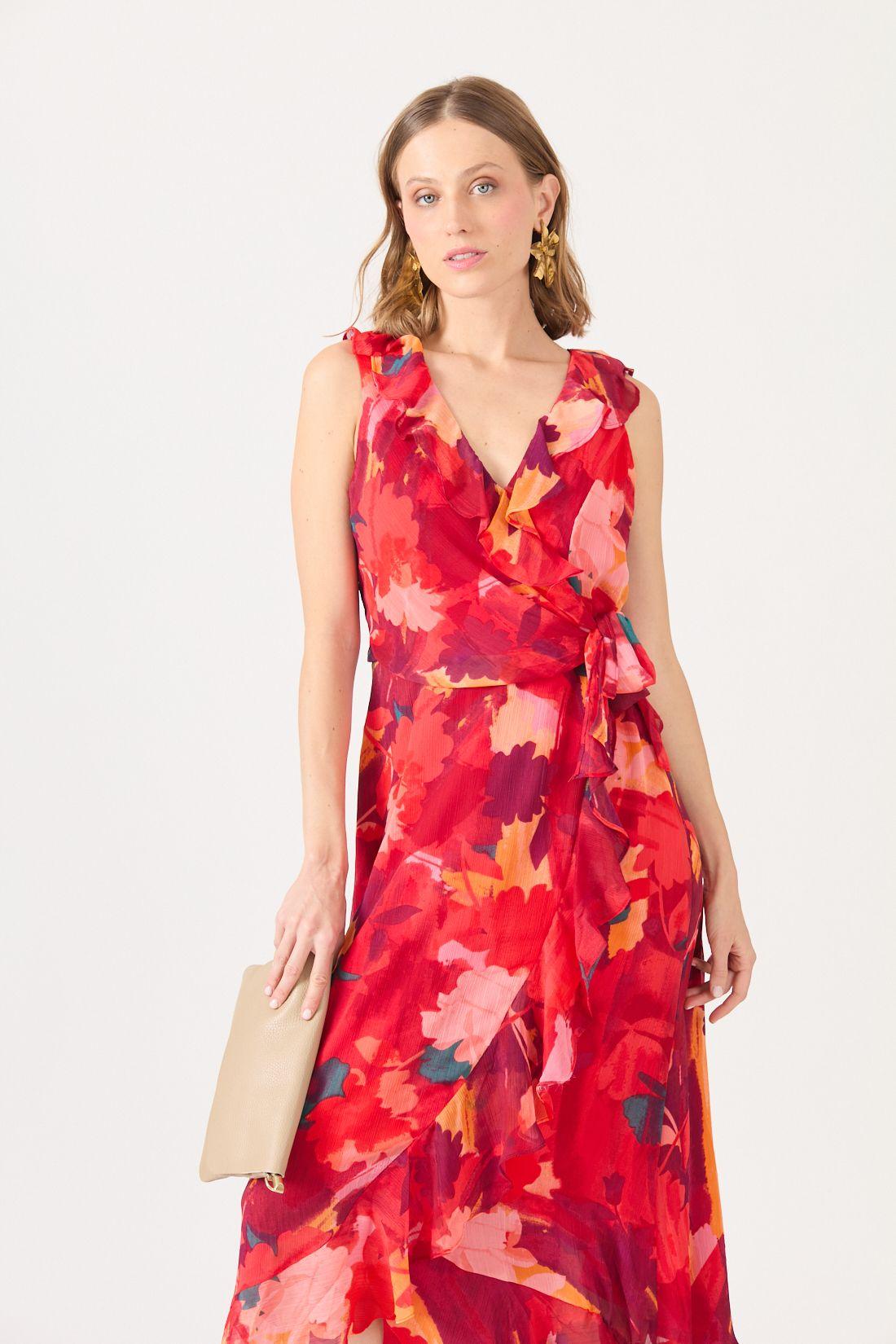 Vestido Estamplado Rojo Cod 0702296-3