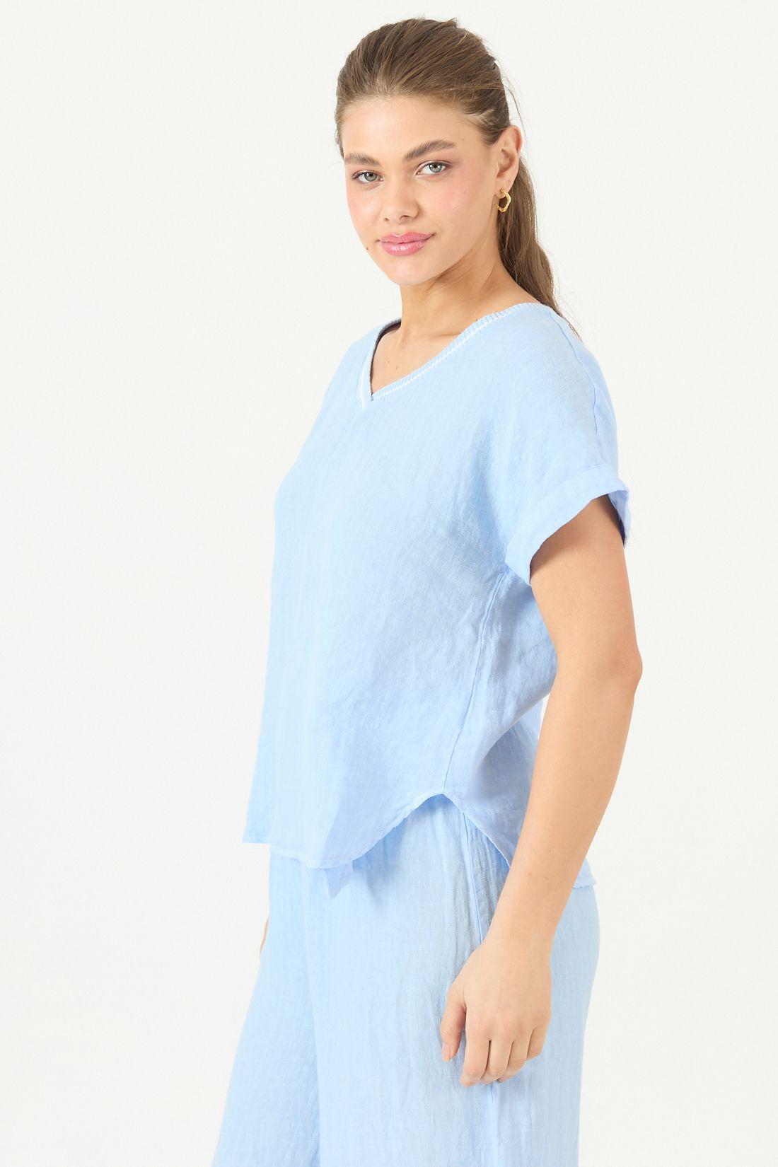 Blusa Con Seda Celeste Cod 4517605-3
