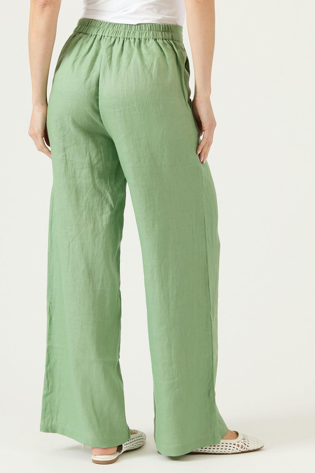 Pantalon De Lino Straight Verde Cod 2013295-2