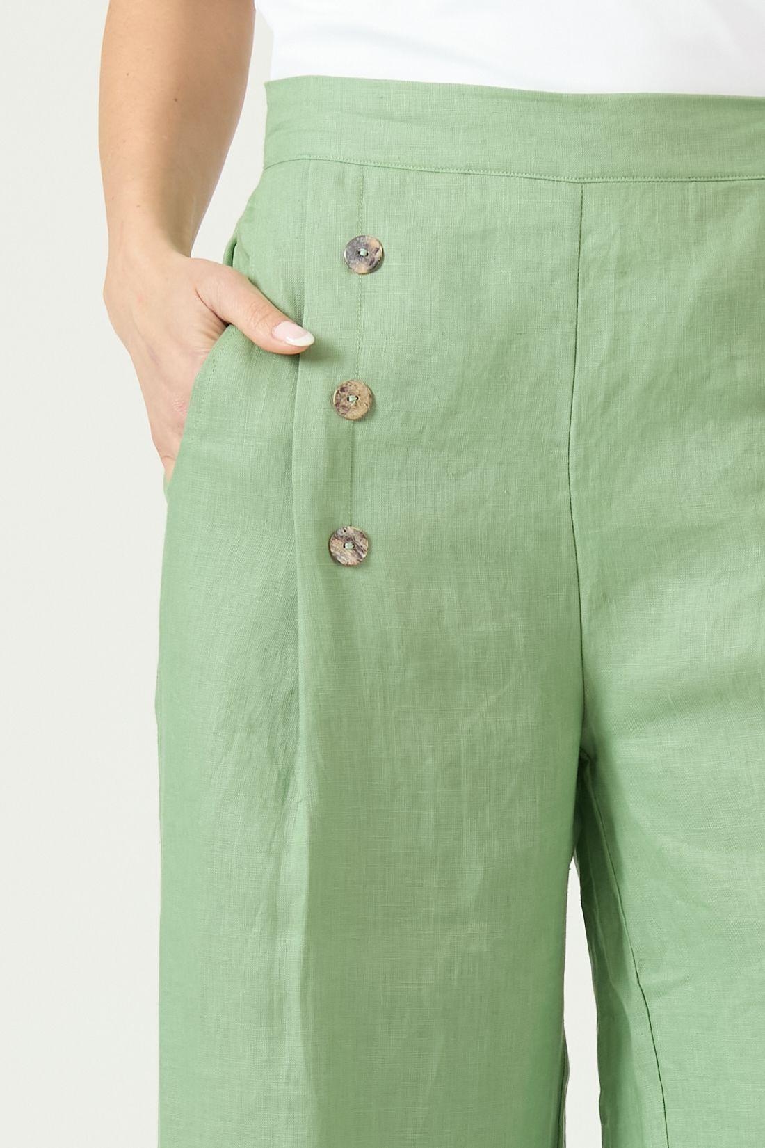 Pantalon De Lino Straight Verde Cod 2013295-3