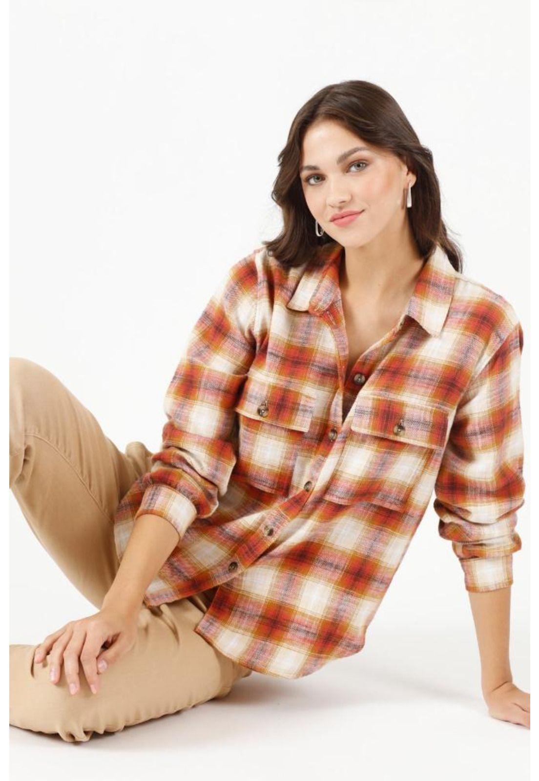 Blusa terracota cuadros PRIVILEGE 401-0