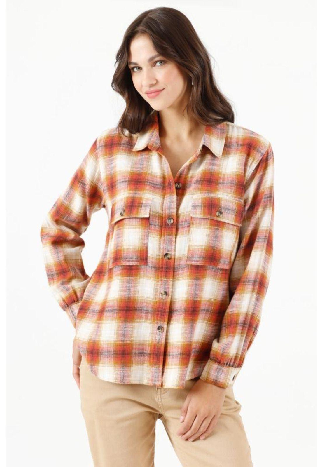 Blusa terracota cuadros PRIVILEGE 401-1