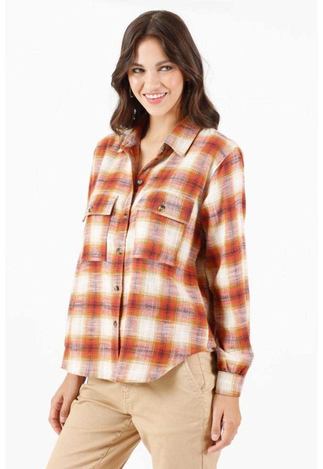 Blusa terracota cuadros PRIVILEGE 401-3