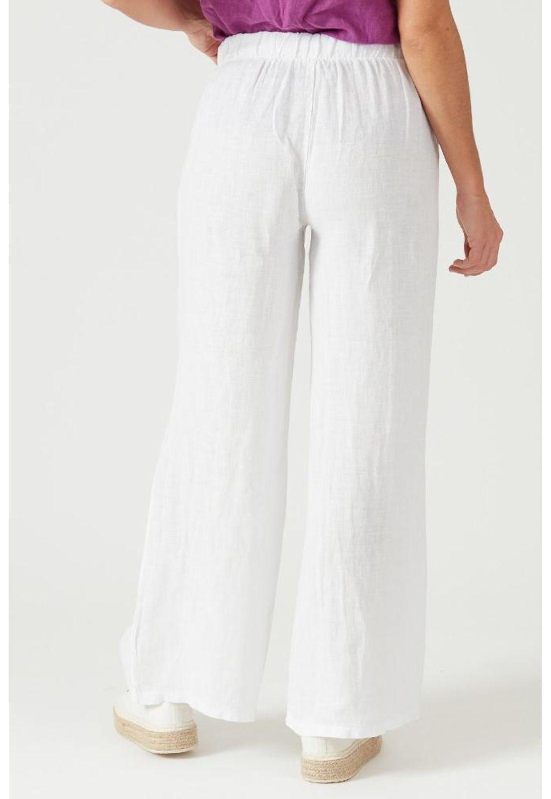 Pantalon de lino slim fit blanco-2