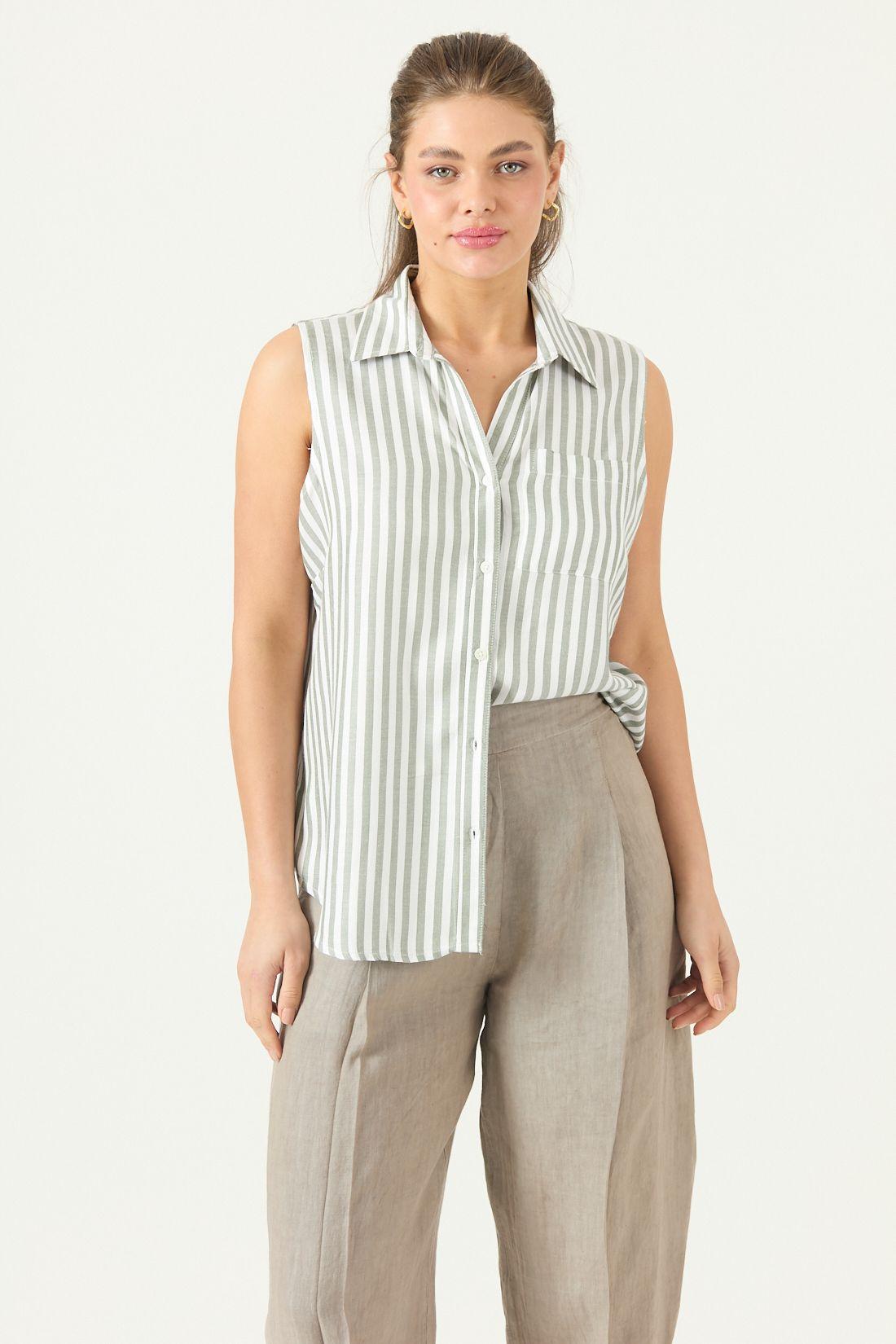 Blusa Rayas Verde Musgo Cod 4516165-1