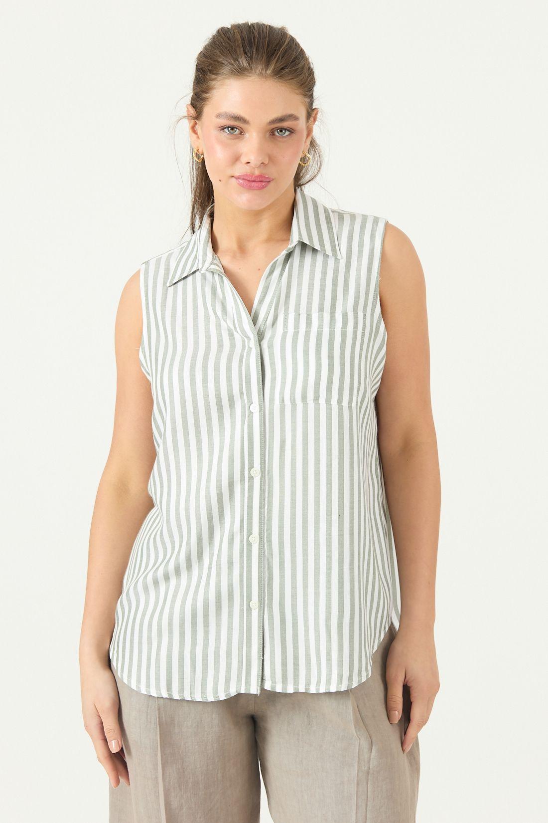 Blusa Rayas Verde Musgo Cod 4516165-2
