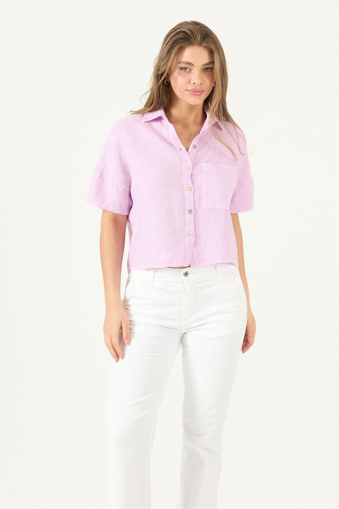 Blusa De Lino Lila Cod 4517745-0