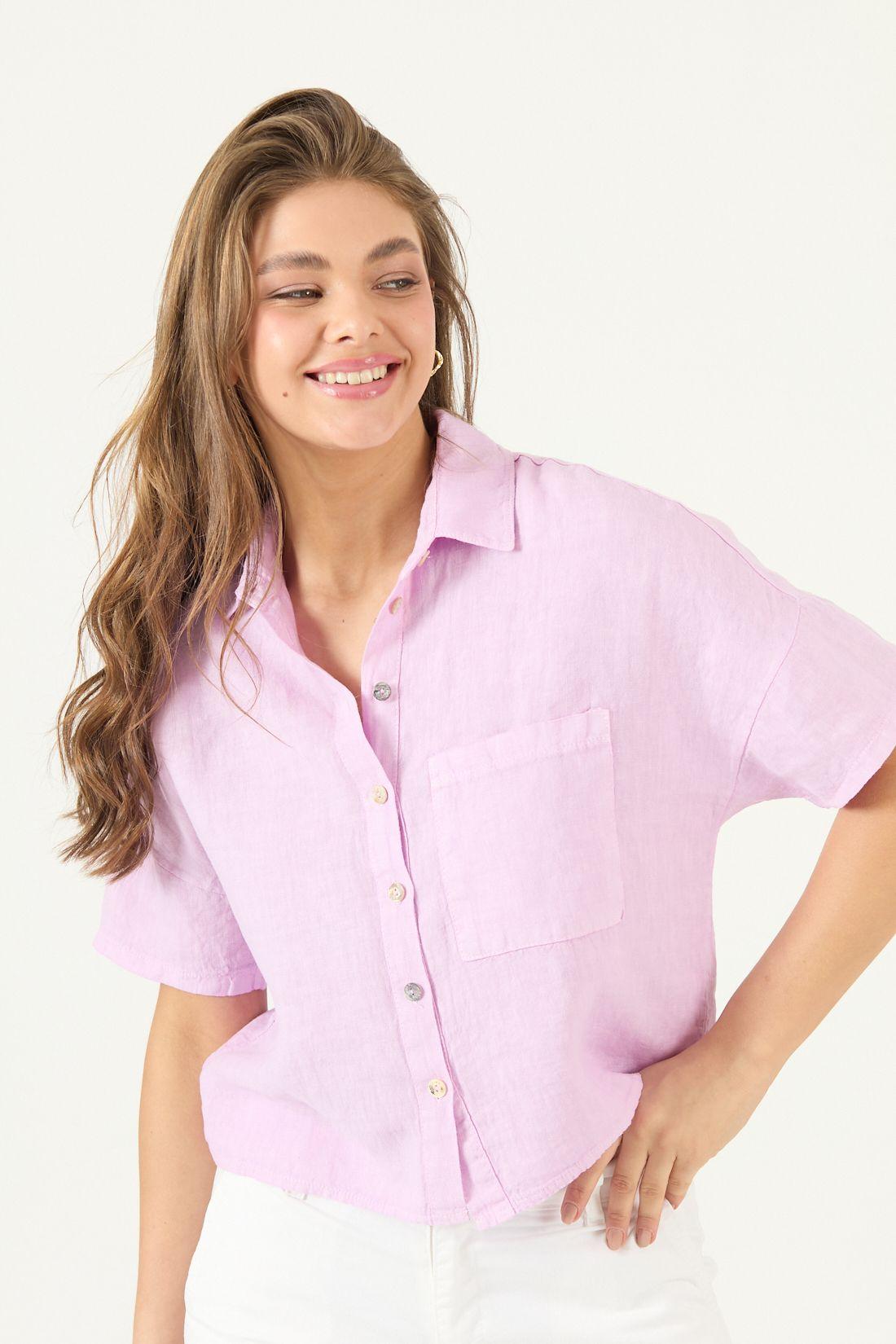 Blusa De Lino Lila Cod 4517745-1