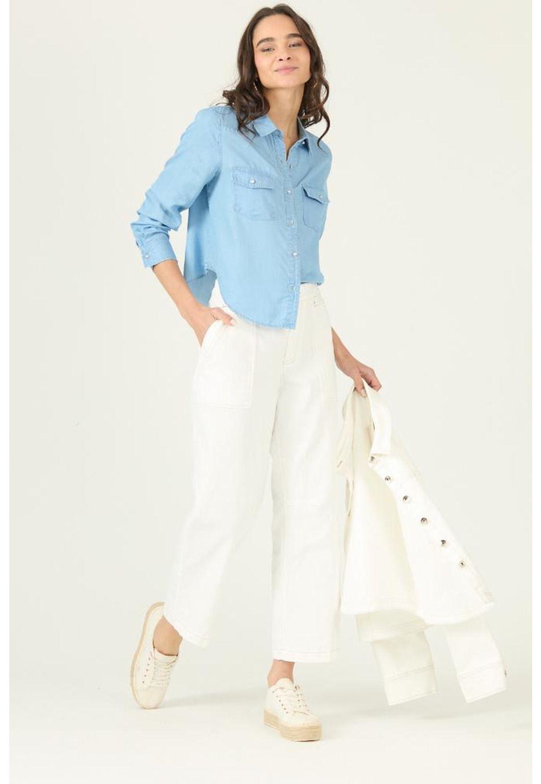 Blusa de lyocell celeste PRIVILEGE 2905-0