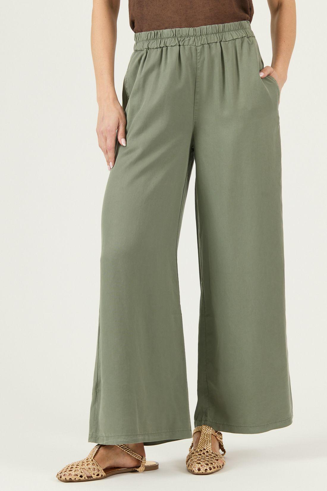 Pantalon De Lyocell Straight Verde Militar Cod 2013575-2