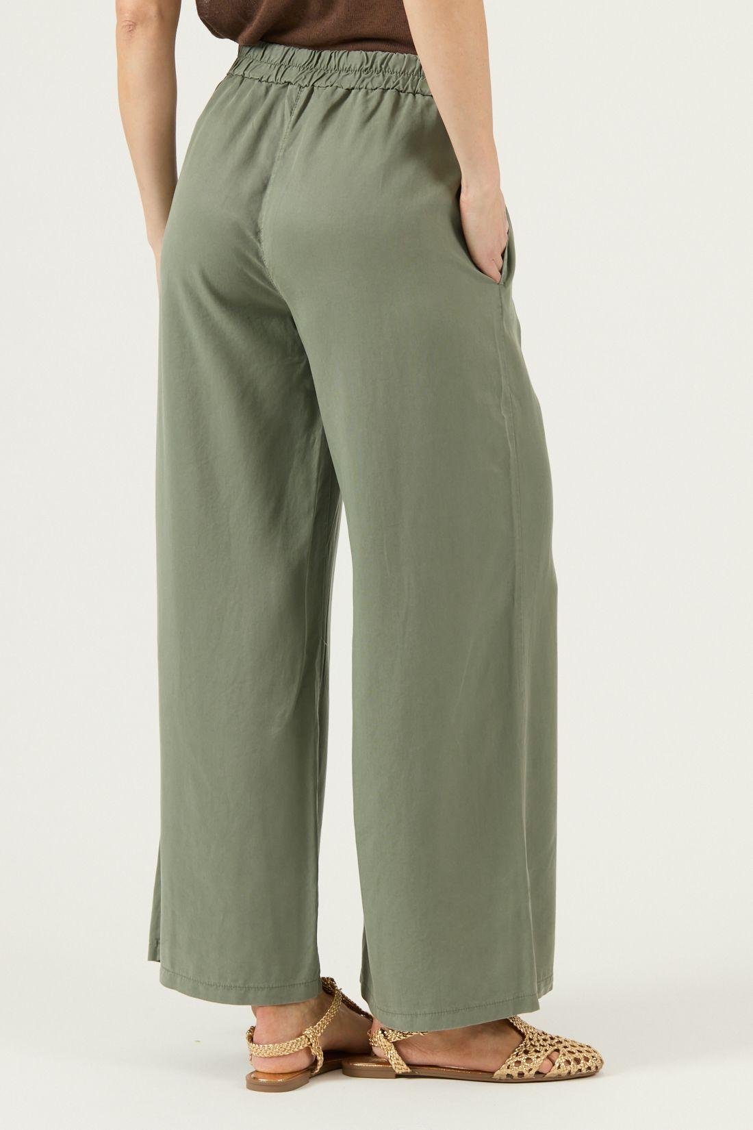 Pantalon De Lyocell Straight Verde Militar Cod 2013575-3