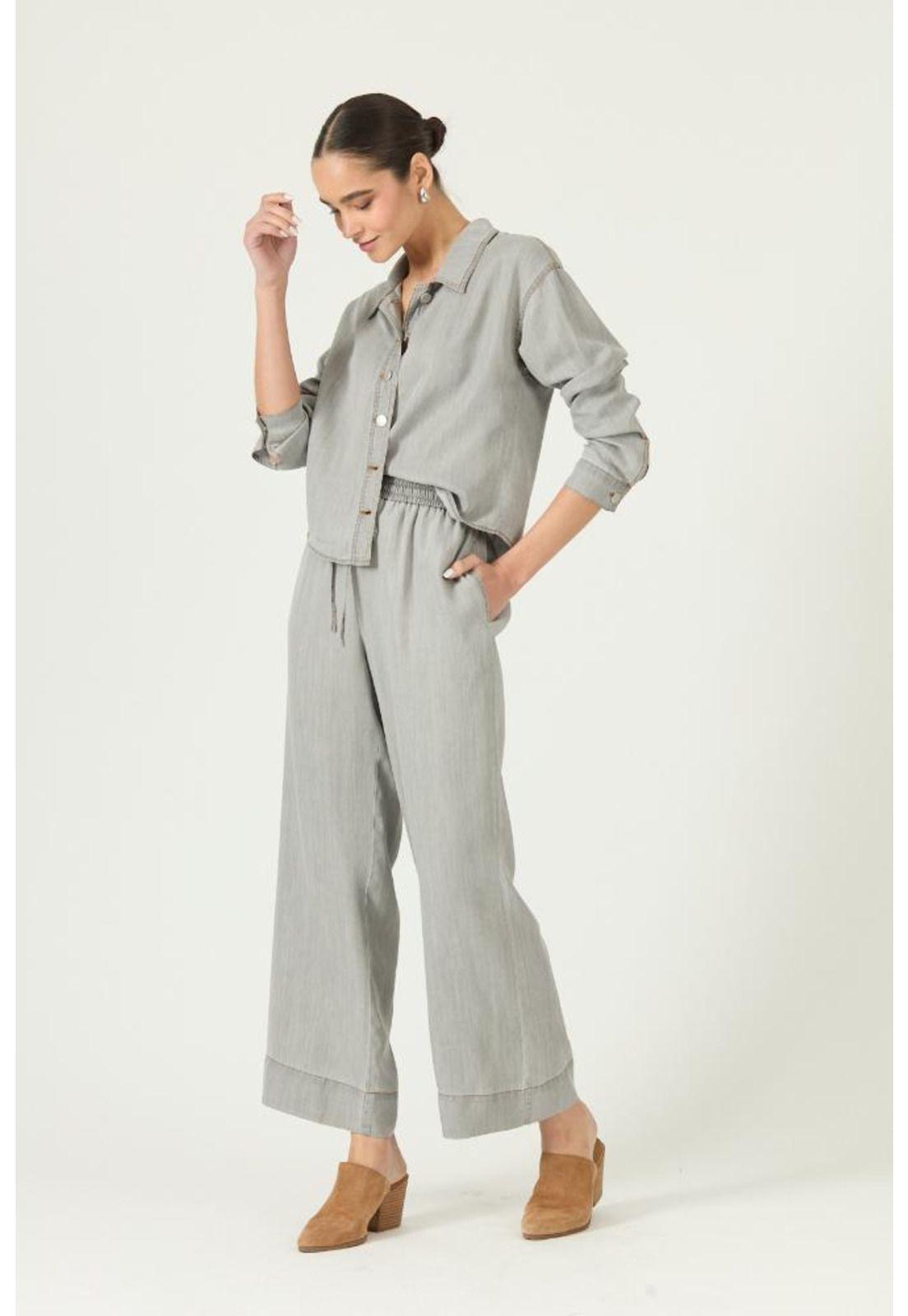 Pantalon de lyocell straight gris claro PRIVILEGE 2861-0