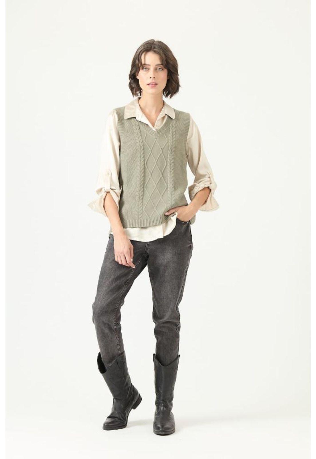 Sweater verde trenzas PRIVILEGE 2771-0