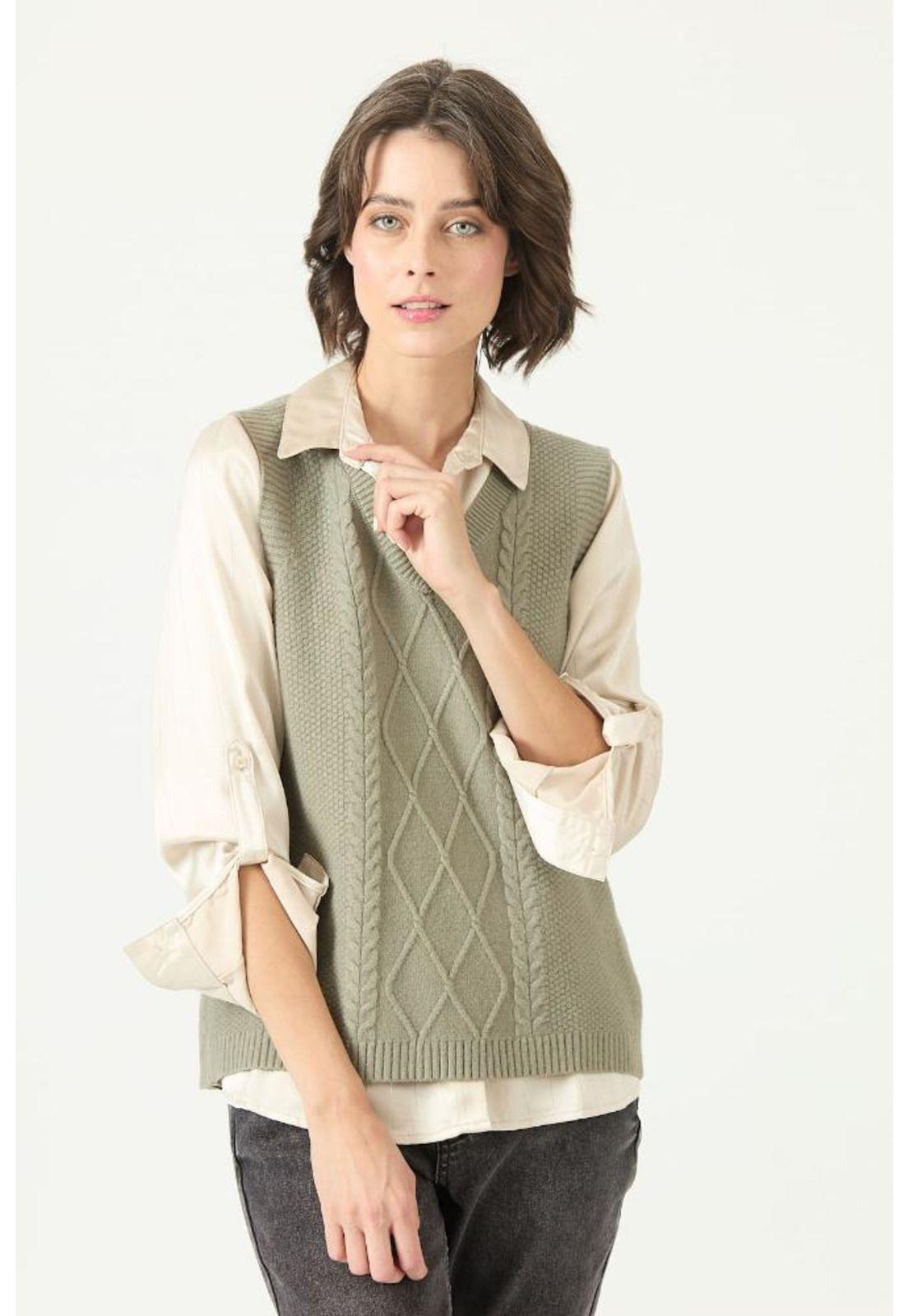 Sweater verde trenzas PRIVILEGE 2771-1