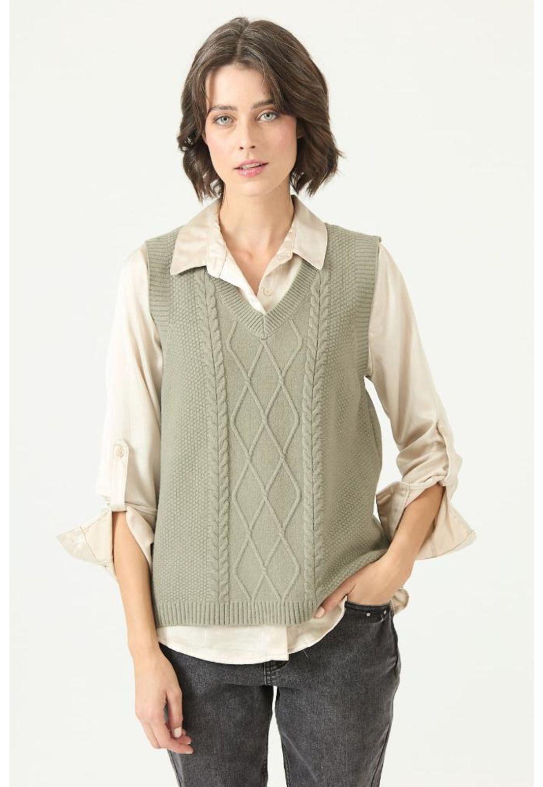 Sweater verde trenzas PRIVILEGE 2771-2
