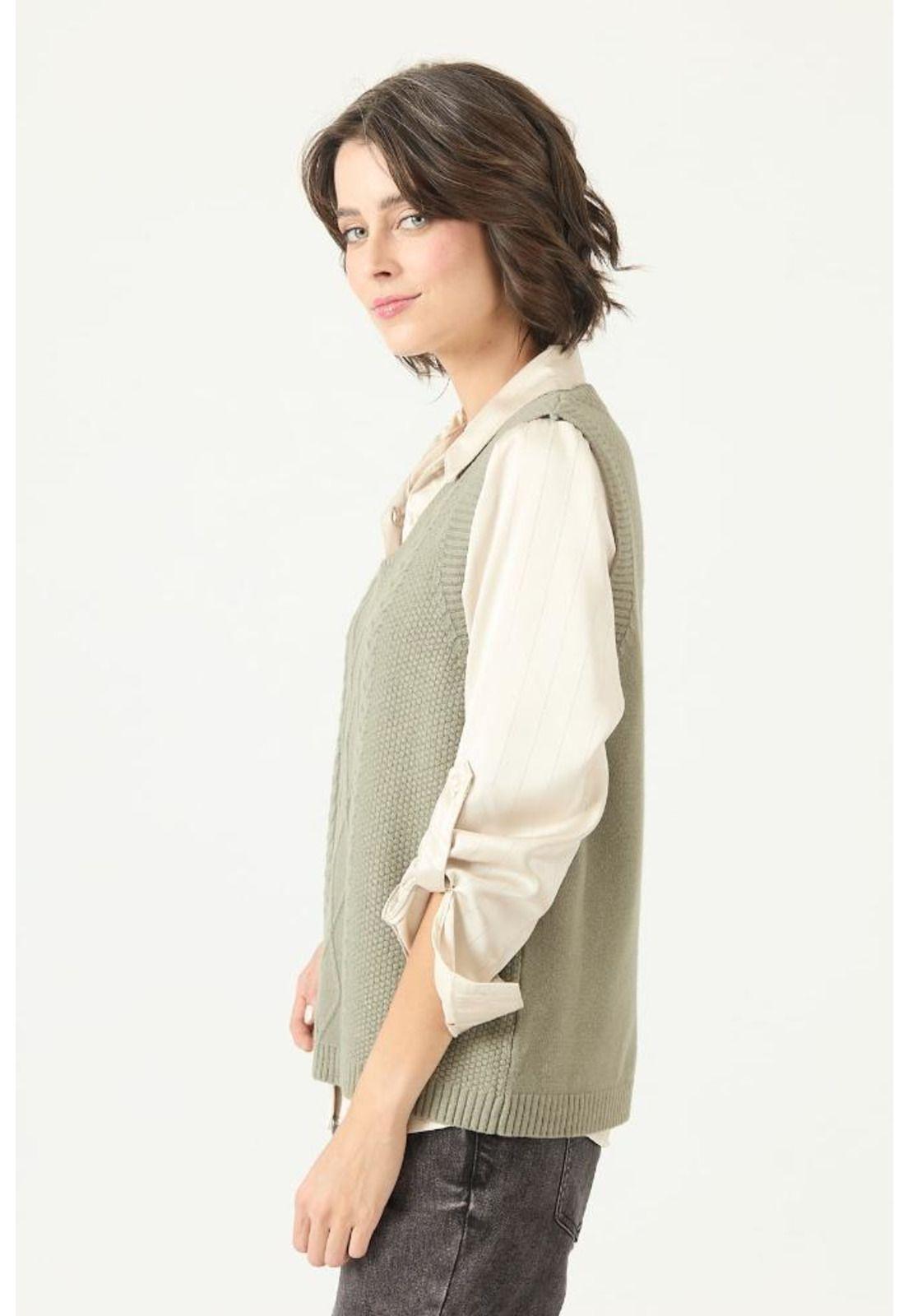 Sweater verde trenzas PRIVILEGE 2771-3