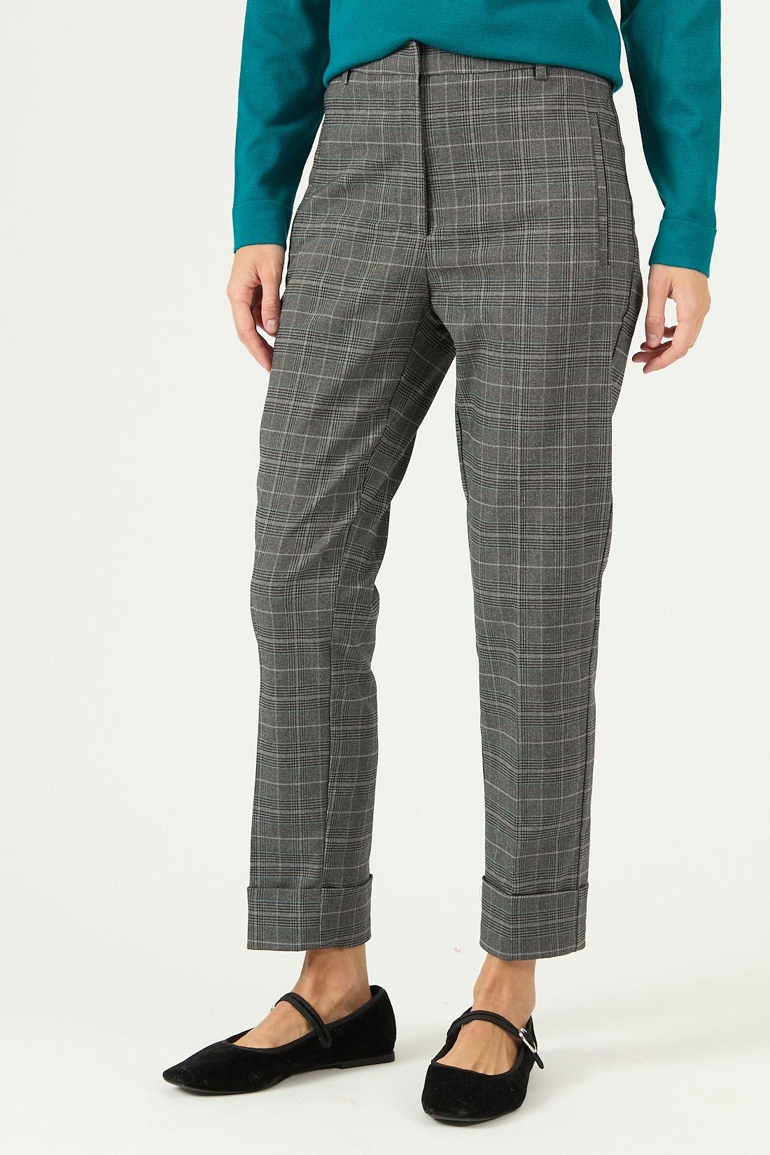 Pantalon straight gris cuadros 2129-2