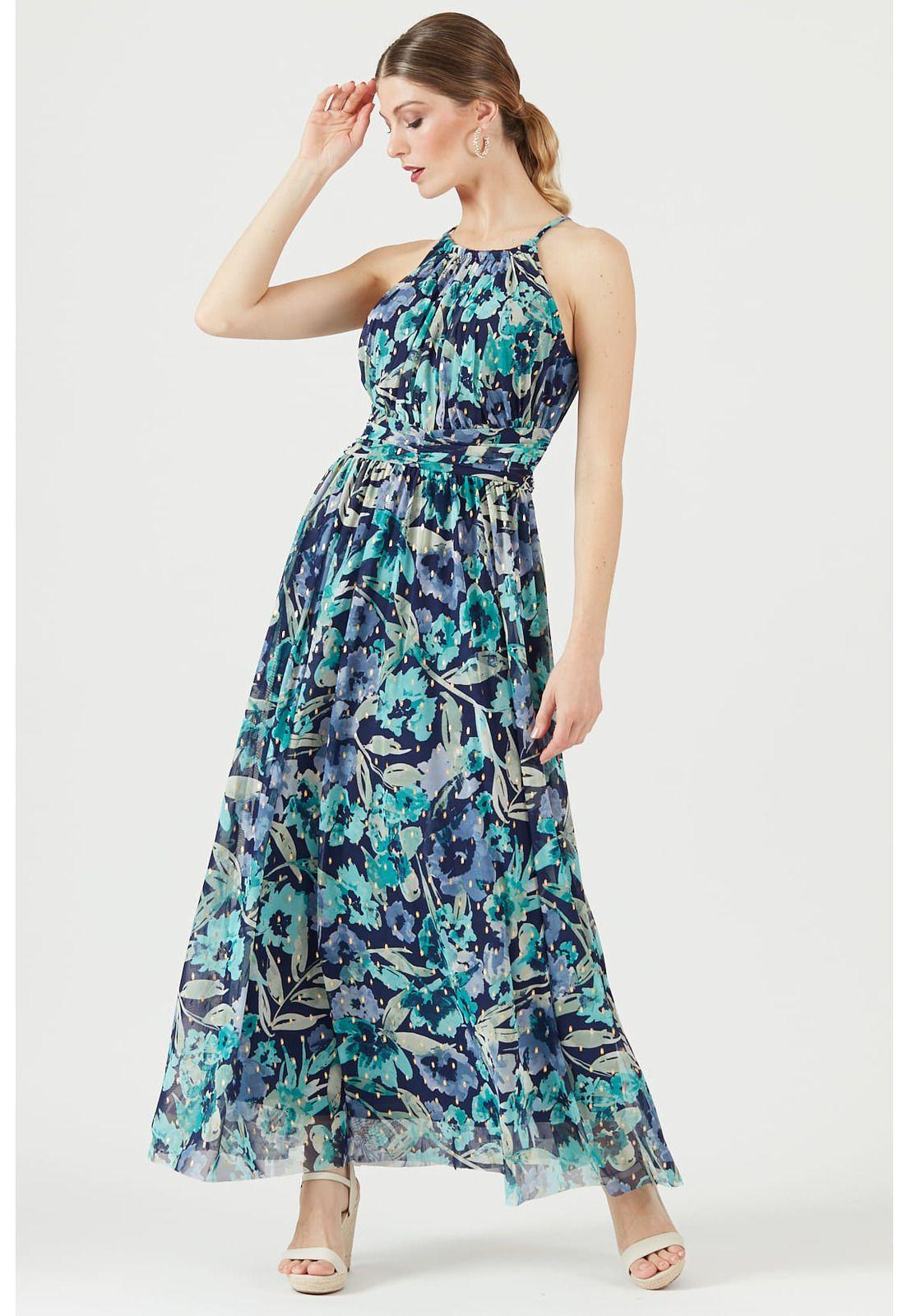 Vestido verde menta estampado-1