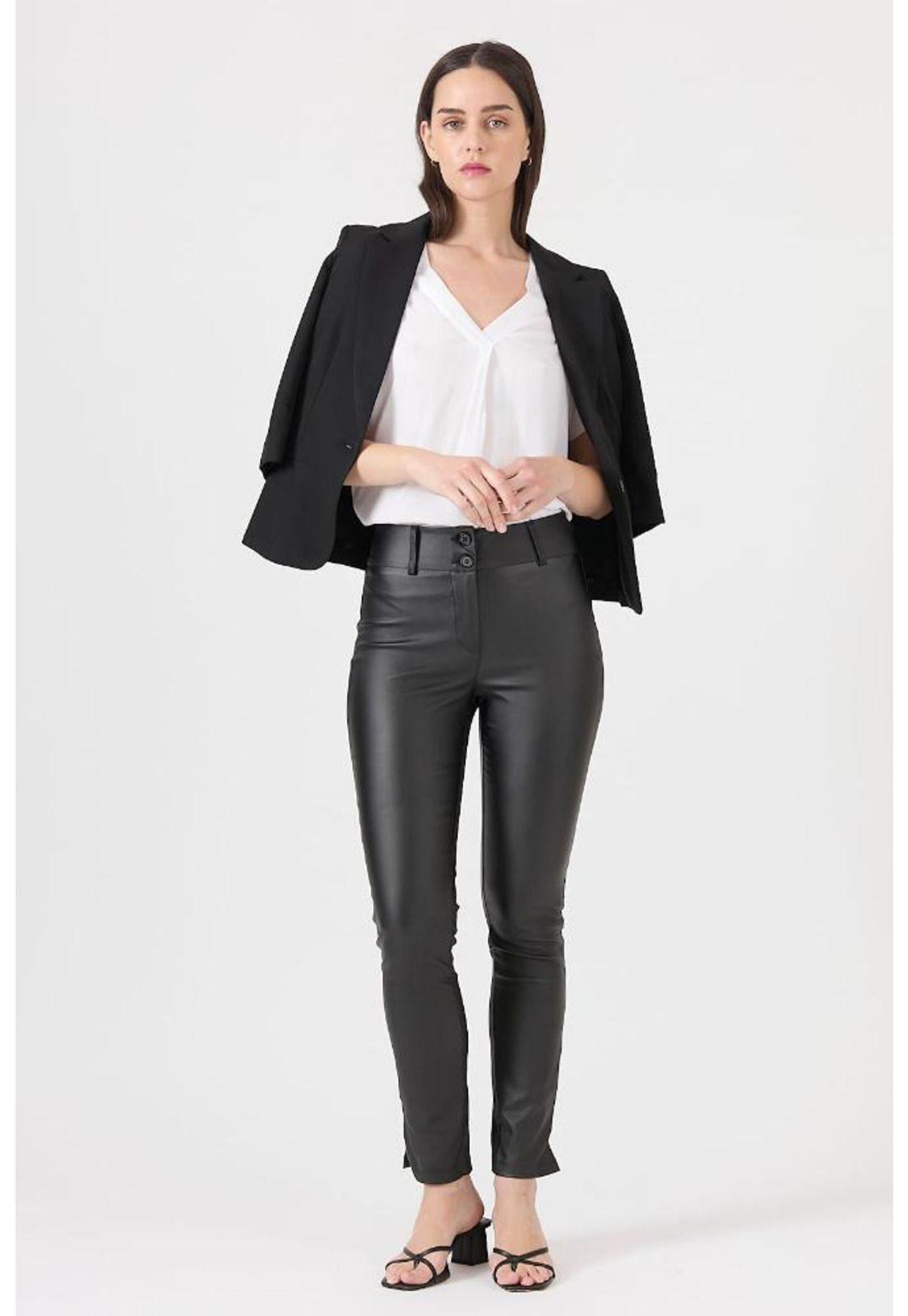 Pantalon de ecocuero skinny negro PRIVILEGE 1429-0