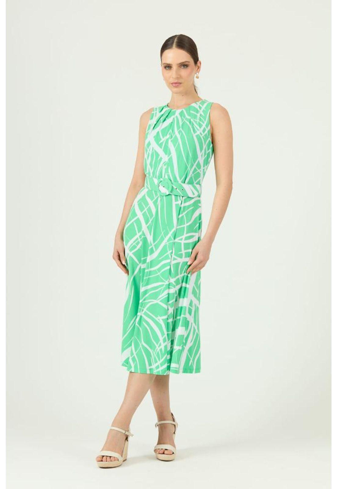 Vestido verde estampado PRIVILEGE 1376-0