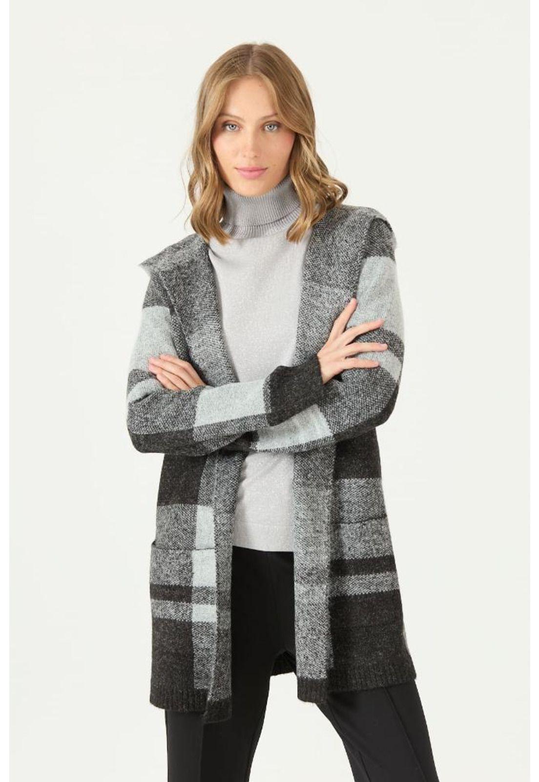 Tapado gris cuadros PRIVILEGE 2211-2