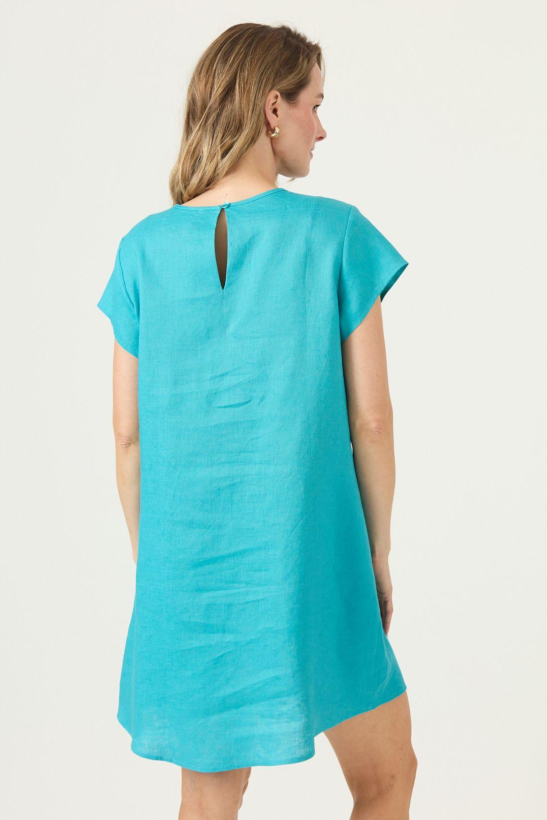 Vestido De Lino Verde Esmeralda Cod 4005305-4