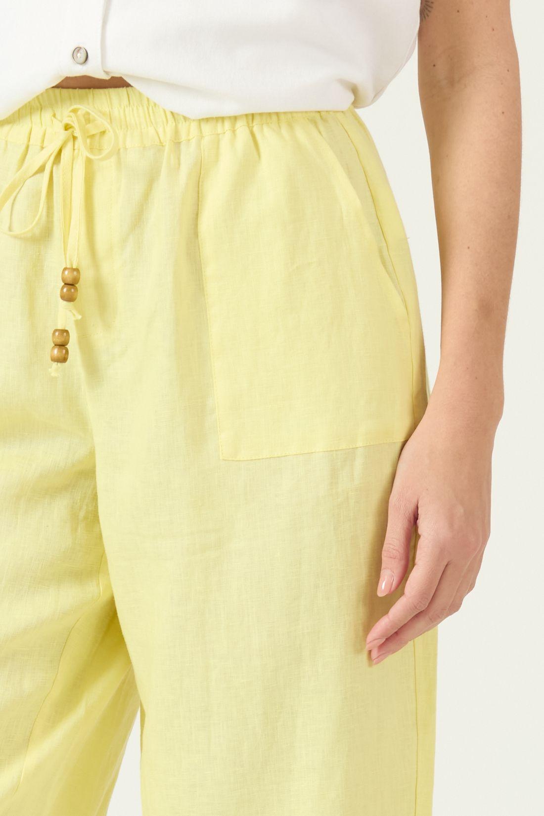 Pantalon De Lino Straight Amarillo Cod 2012785-2