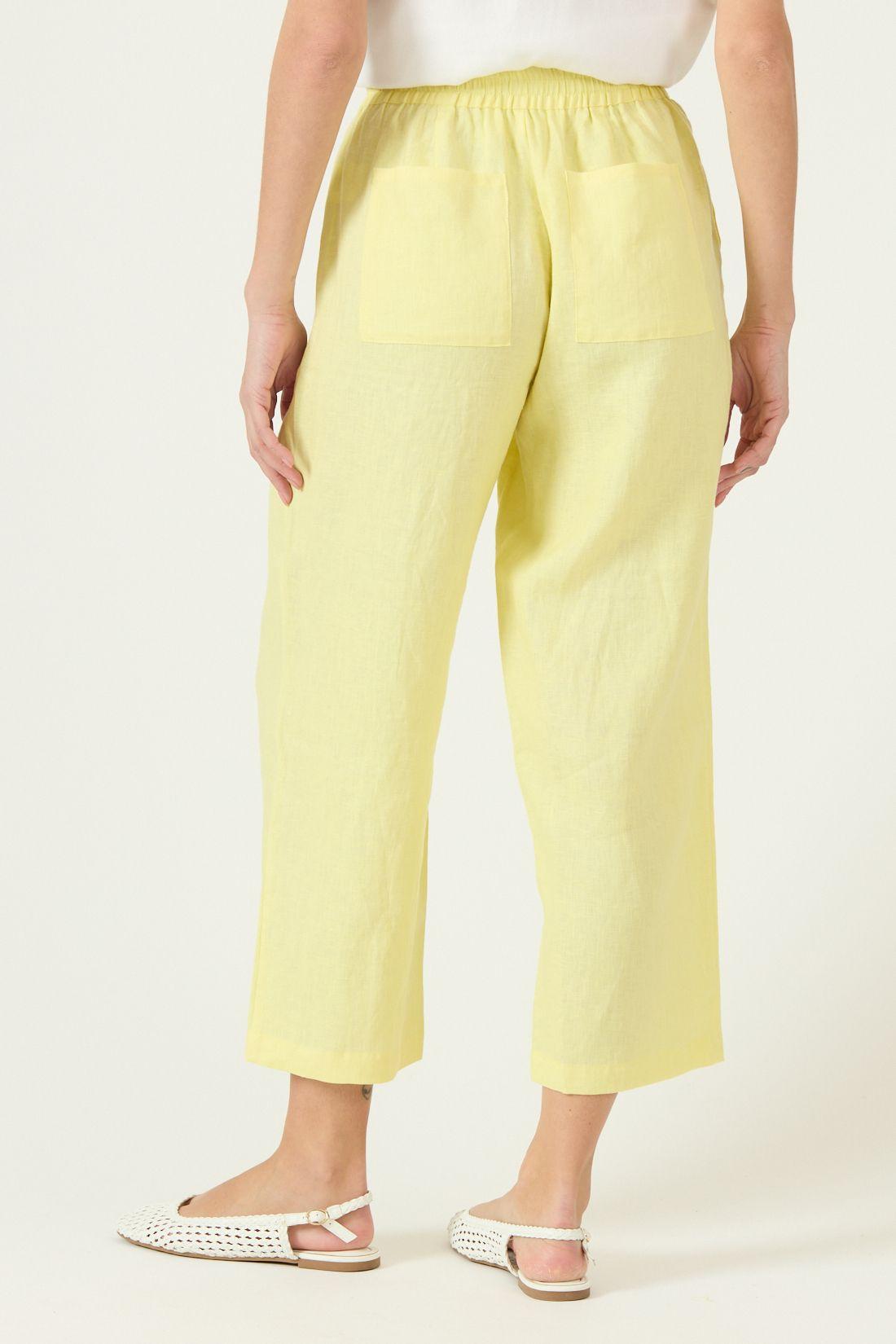 Pantalon De Lino Straight Amarillo Cod 2012785-3