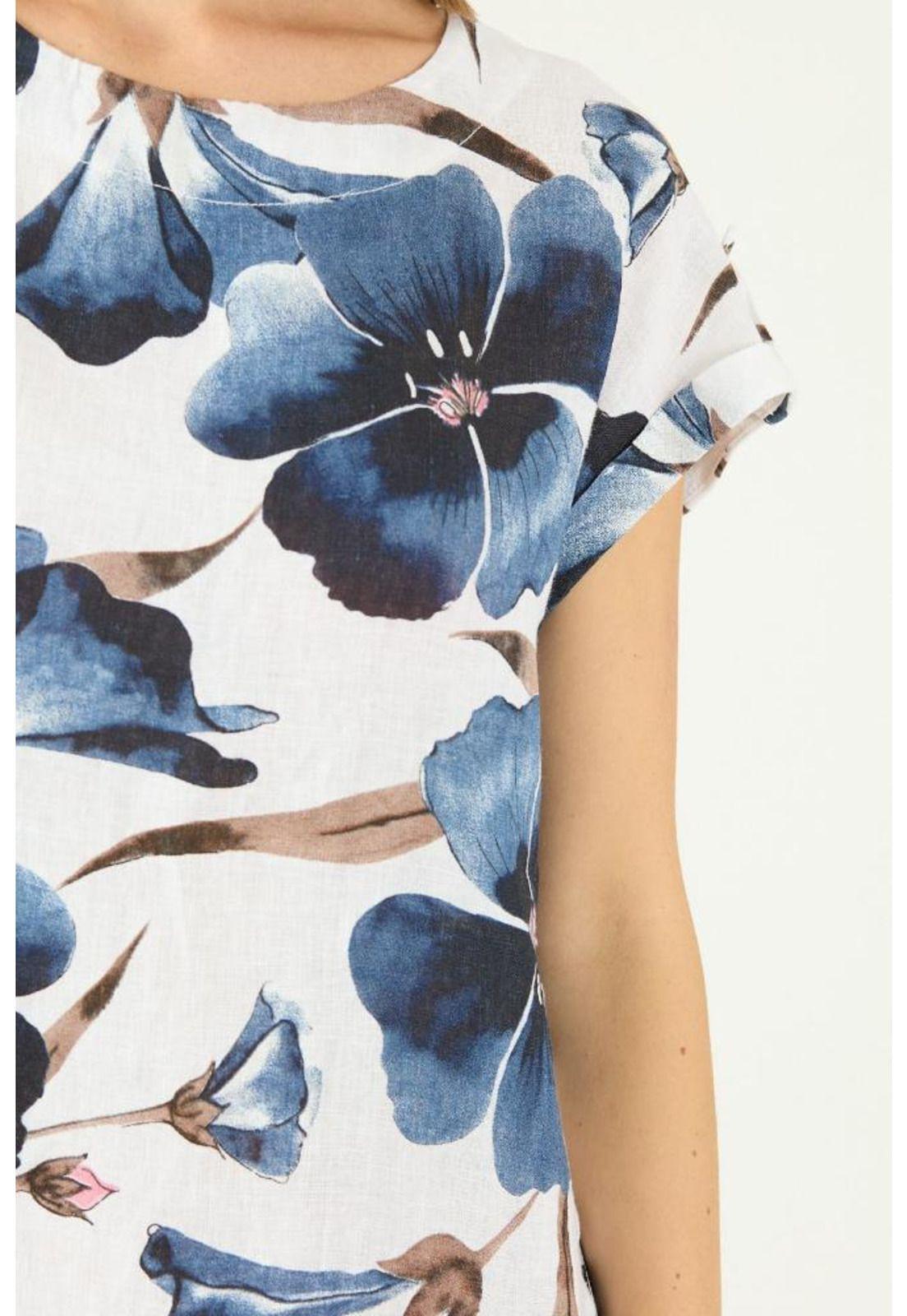 Vestido de lino azul estampado PRIVILEGE 1590-4