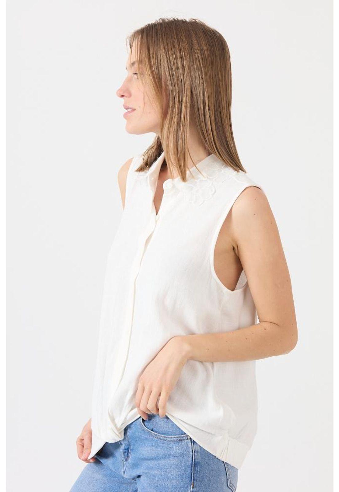 Blusa con lino blanca PRIVILEGE 1175-1