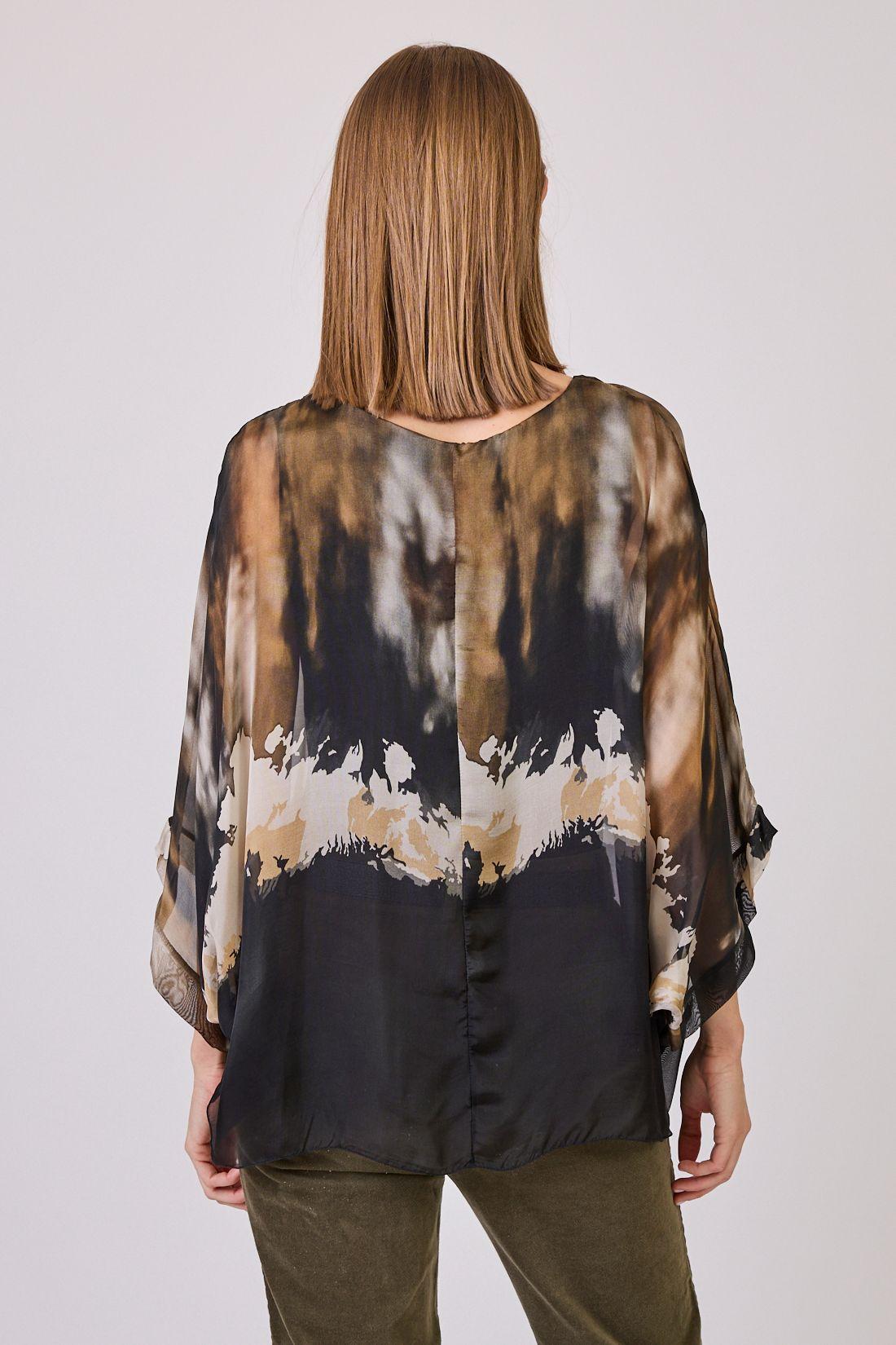 Blusa Con Seda Estamplado Negra Cod 4521476-3