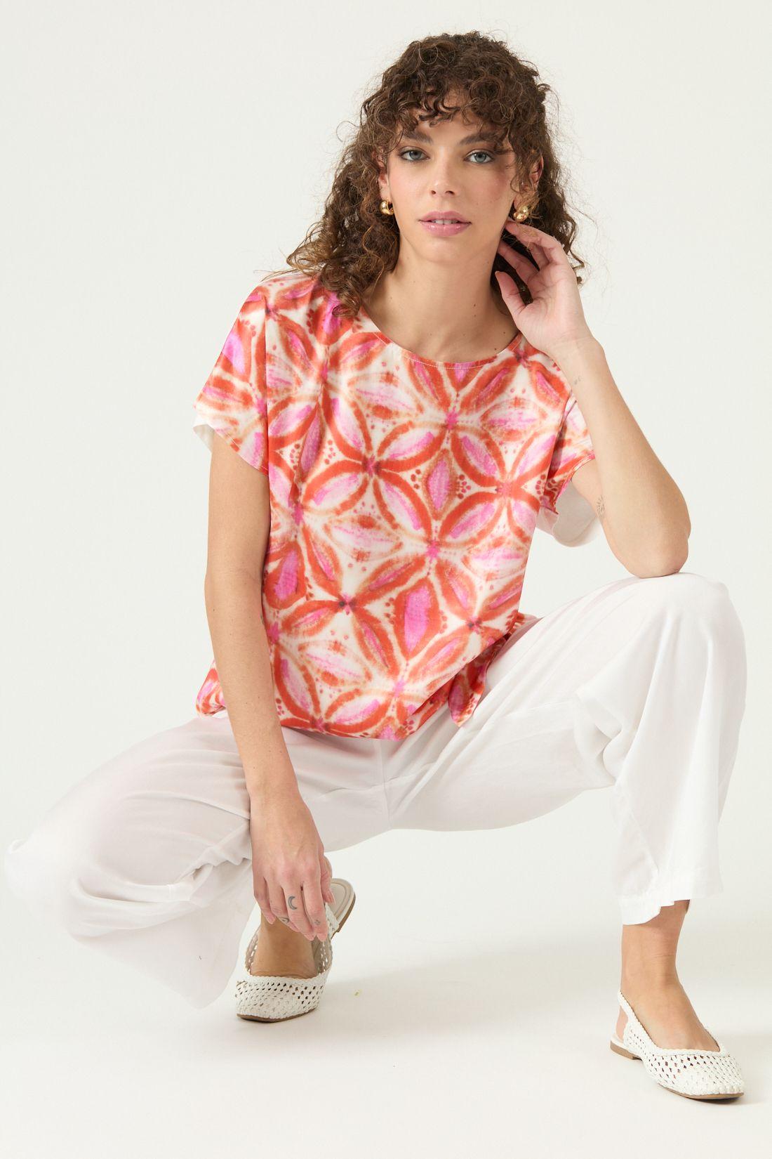Polera Estampada Naranjo Cod 2756855-1