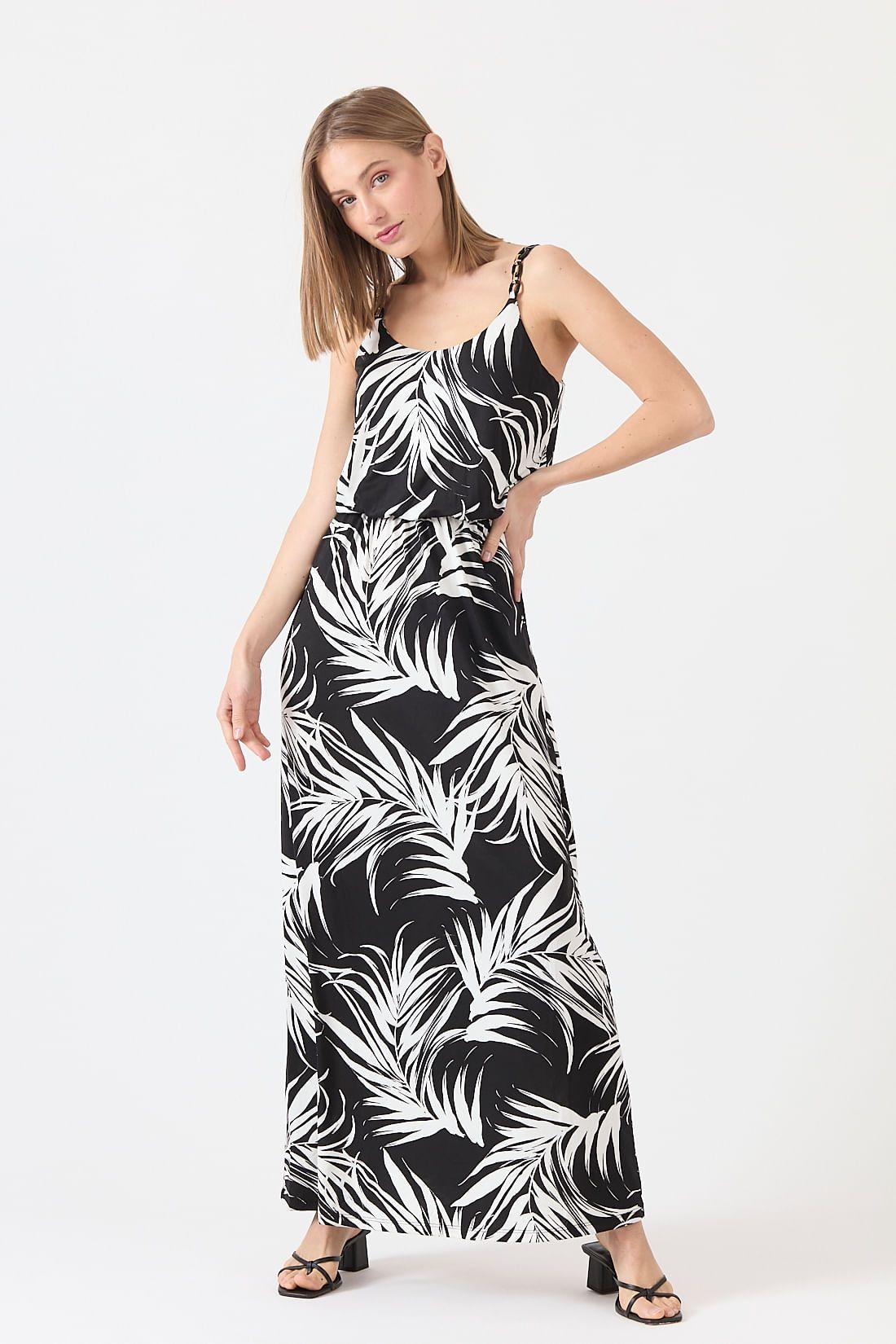 Vestido negro estampado 1144-0