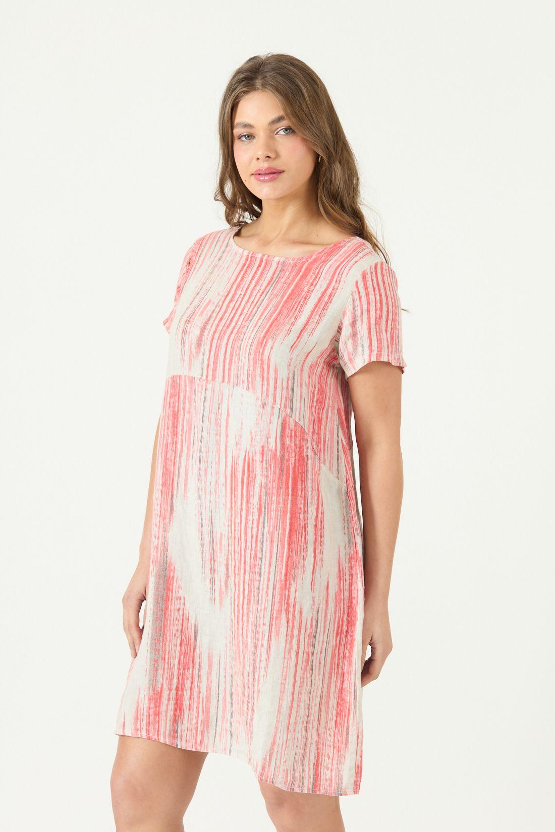 Vestido De Lino Estampado Rojo Cod 4005755-2